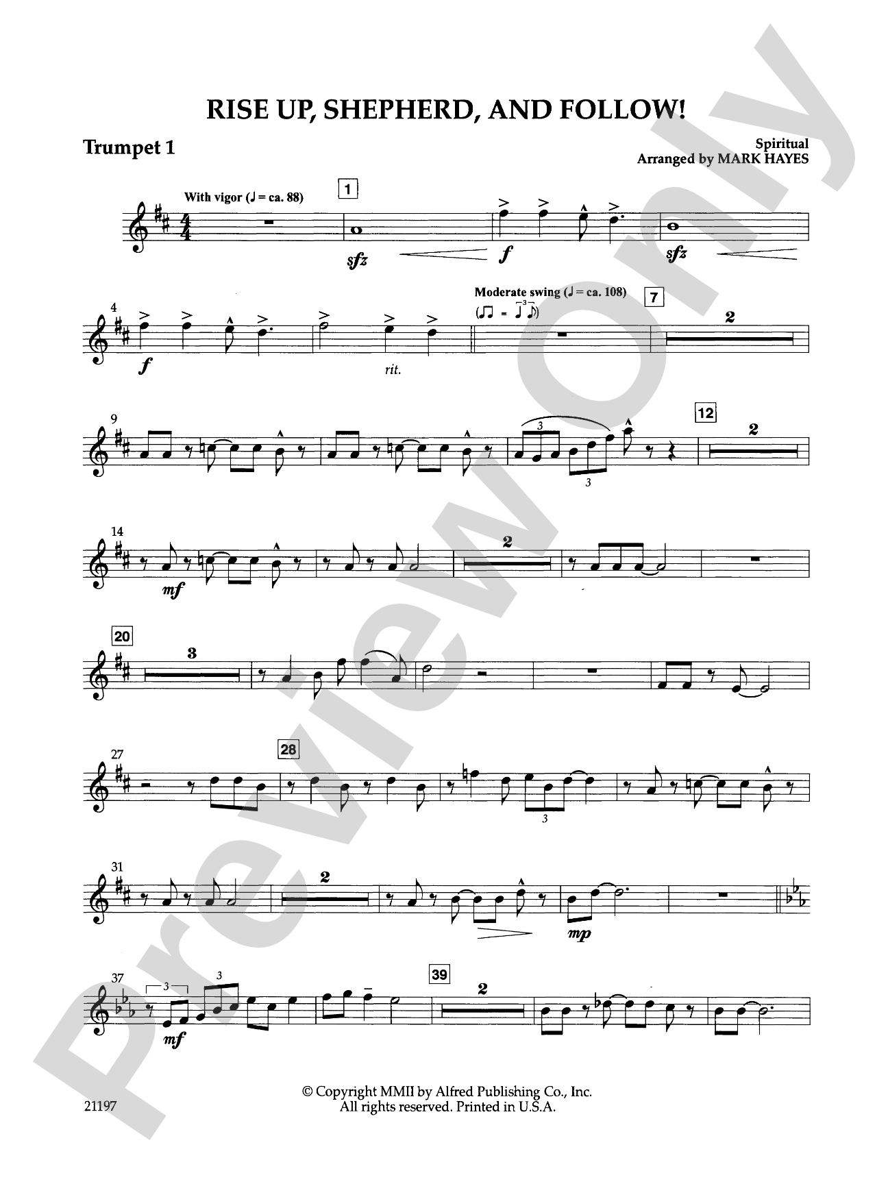 Rise Up, Shepherd, and Follow!: 1st B-flat Trumpet: Choral SoundPax