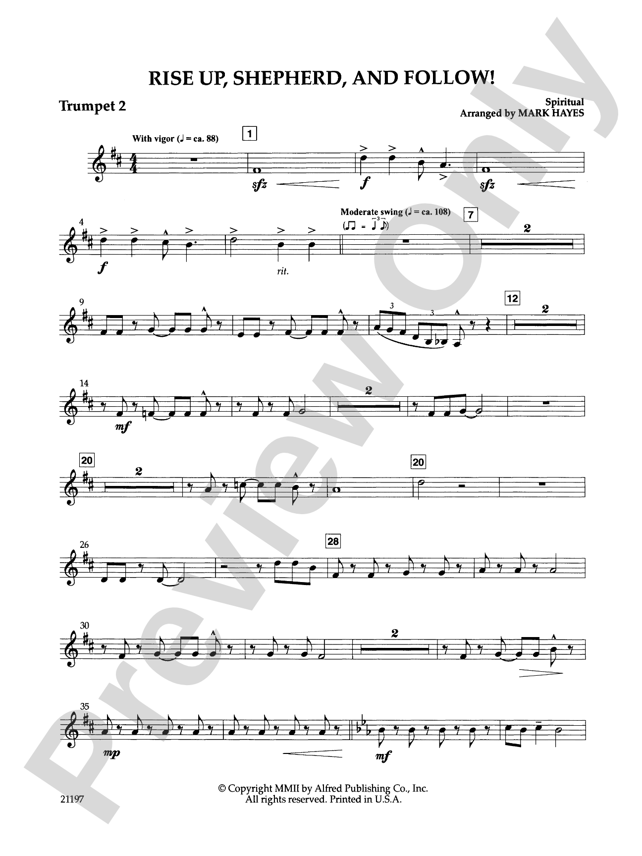 Rise Up, Shepherd, and Follow!: 2nd B-flat Trumpet: Choral SoundPax