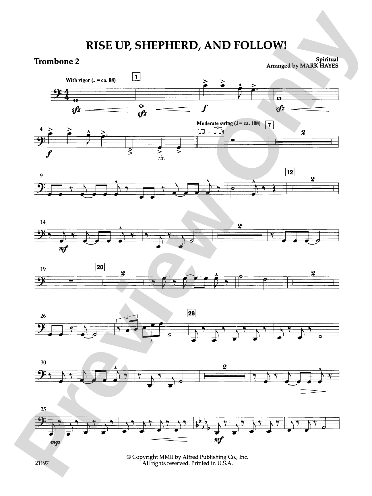 Rise Up, Shepherd, and Follow!: 2nd Trombone: Choral SoundPax