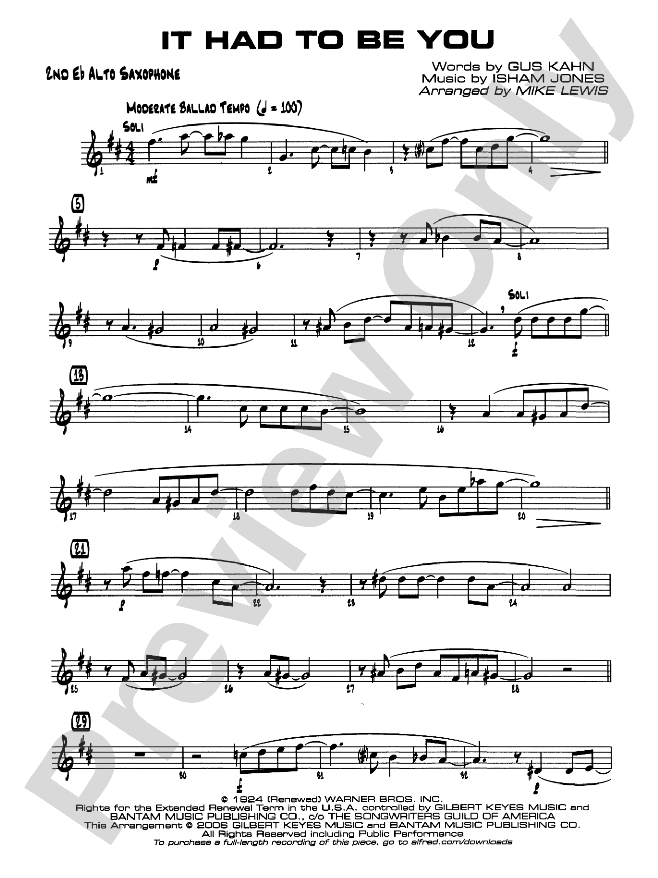 It Had to Be You: 2nd E-flat Alto Saxophone