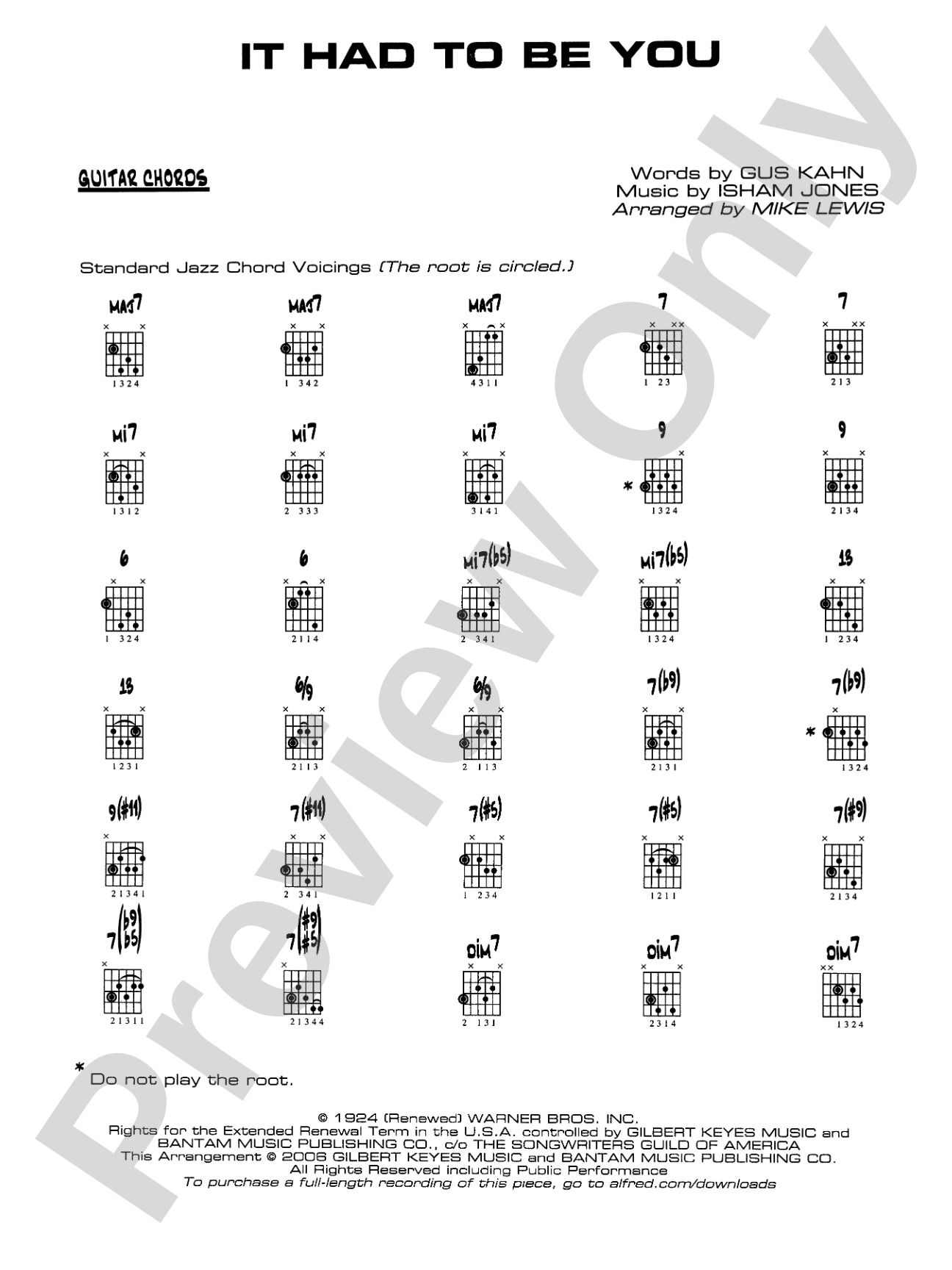 It Had to Be You: Guitar Chords