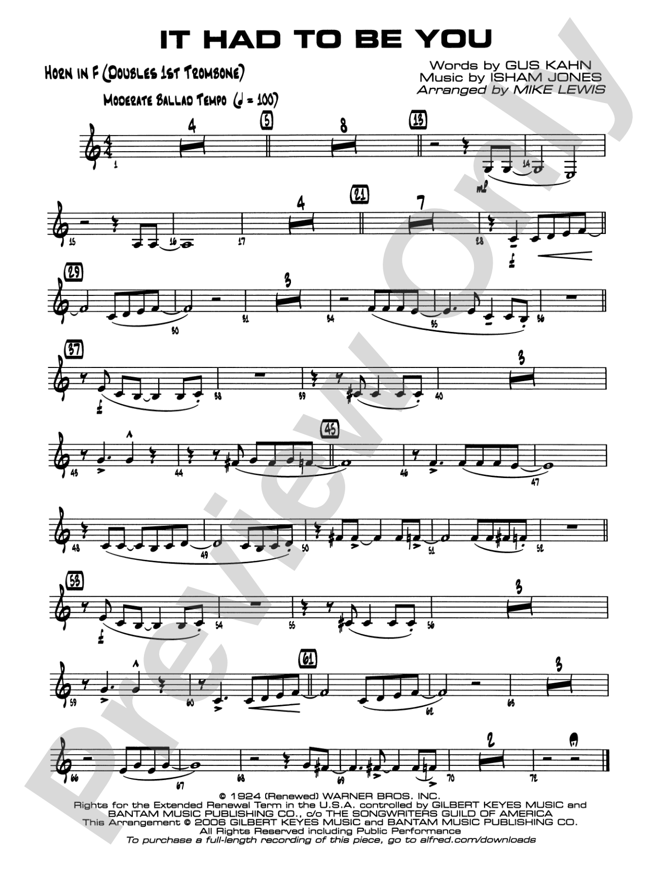 It Had to Be You: 1st F Horn