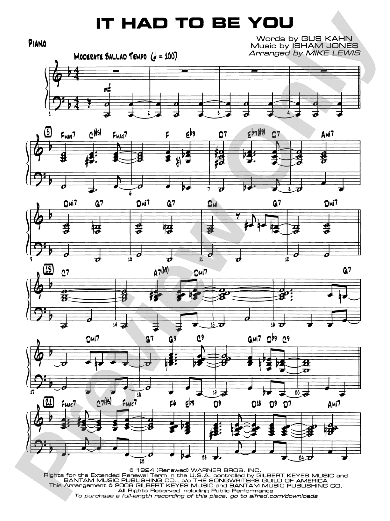 It Had to Be You: Piano Accompaniment
