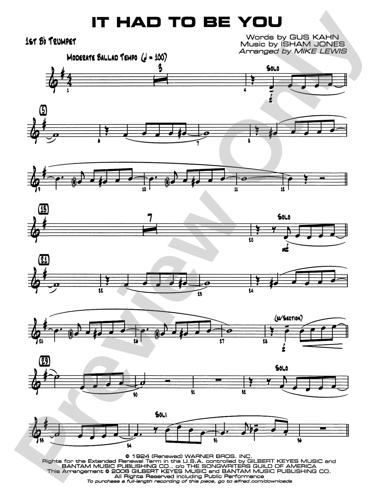 It Had to Be You: 1st B-flat Trumpet