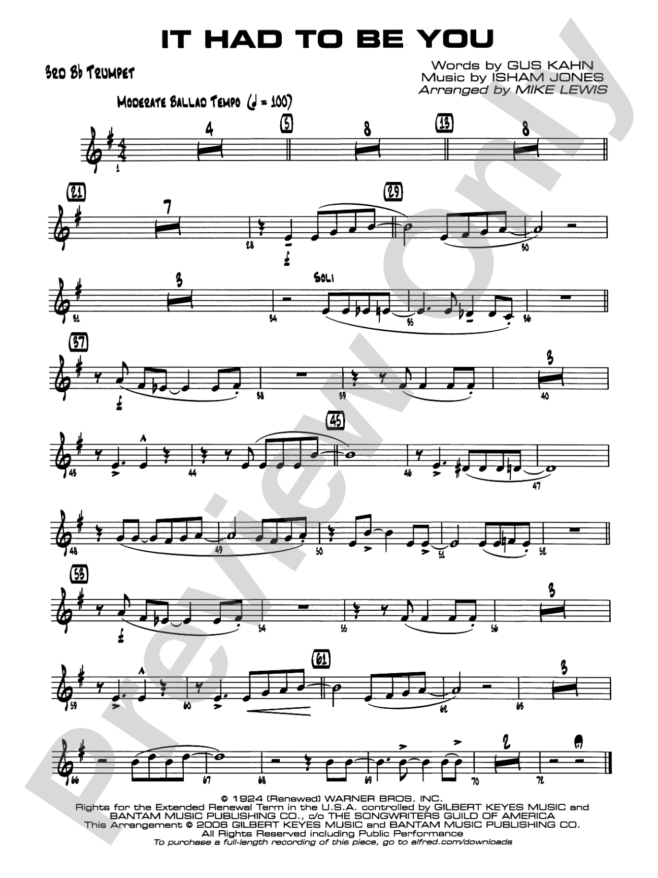 It Had to Be You: 3rd B-flat Trumpet