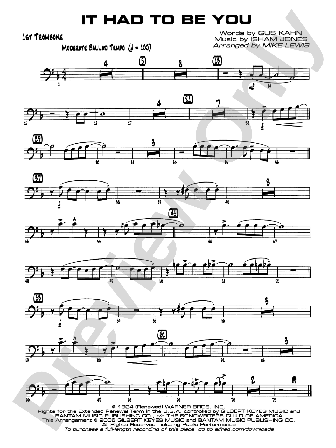 It Had to Be You: 1st Trombone