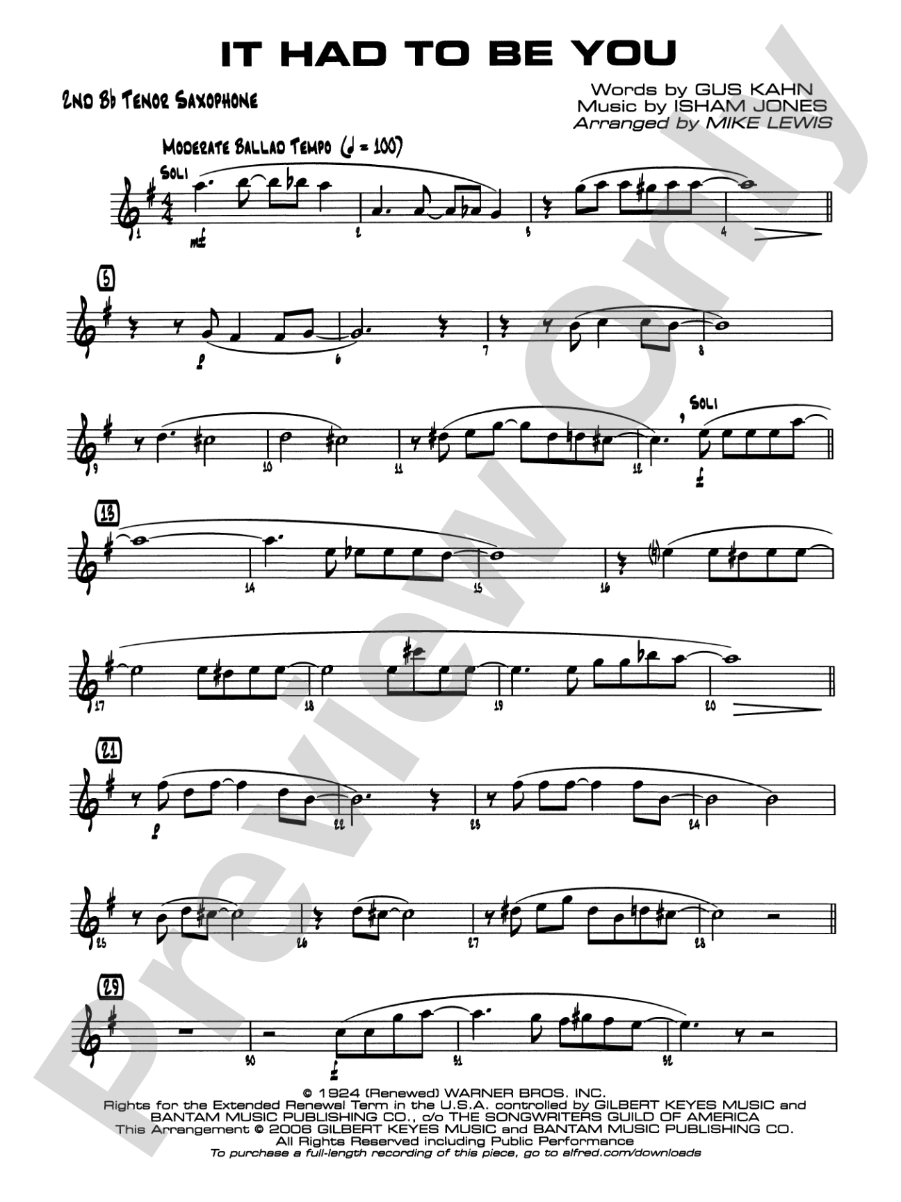 It Had to Be You: 2nd B-flat Tenor Saxophone