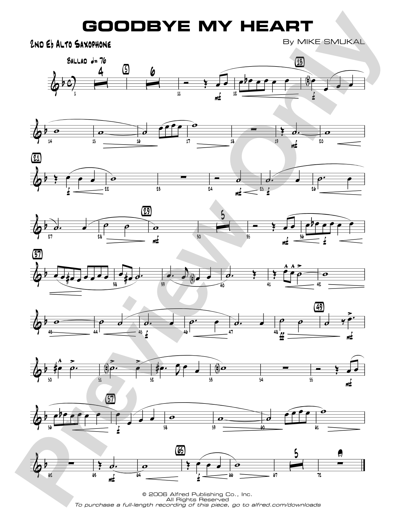 Goodbye My Heart: 2nd E-flat Alto Saxophone