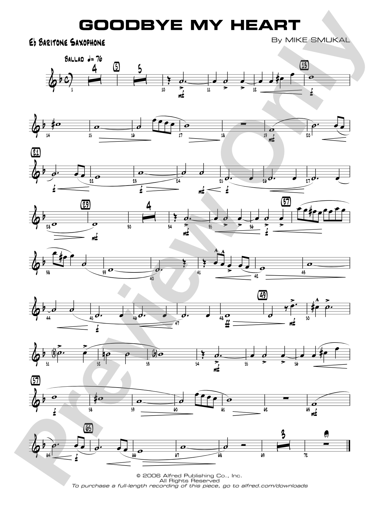 Goodbye My Heart: E-flat Baritone Saxophone