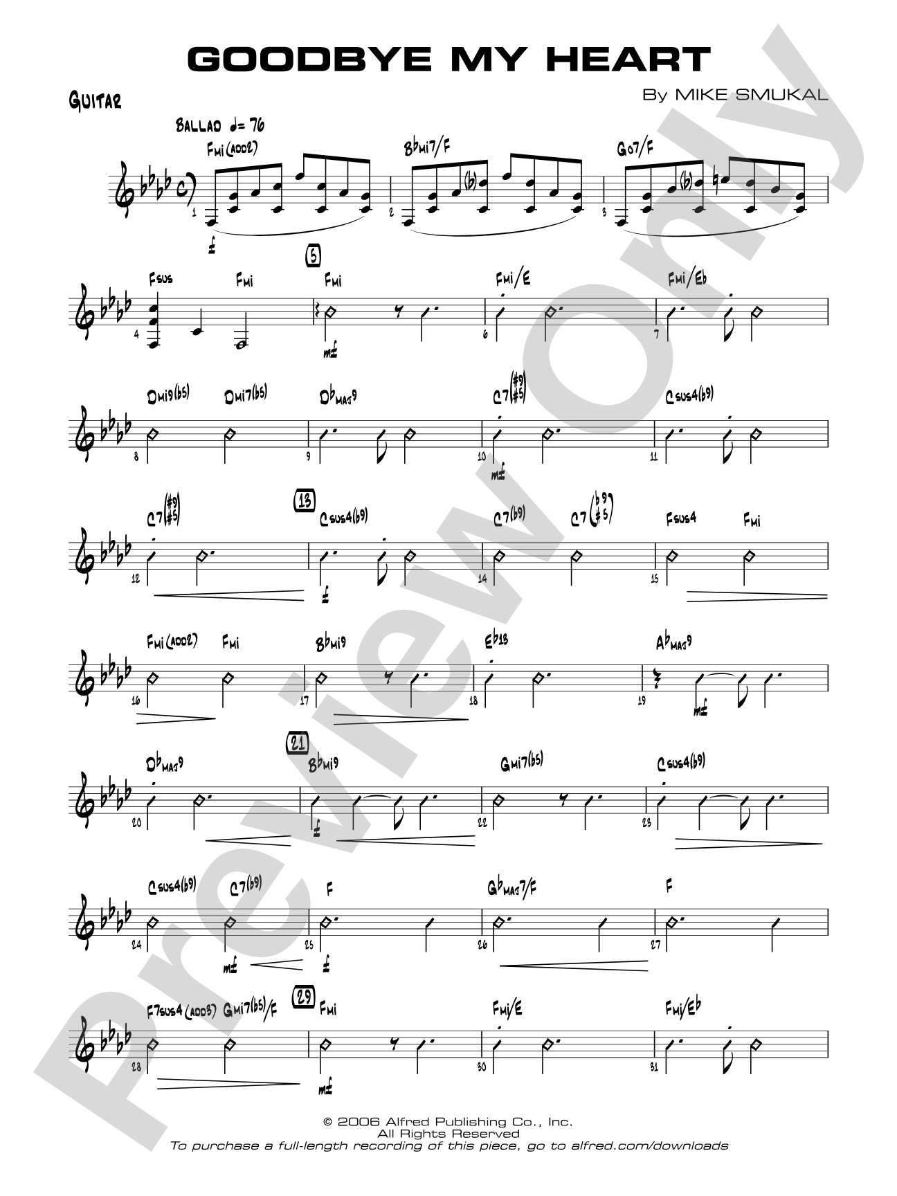 Goodbye My Heart: Guitar