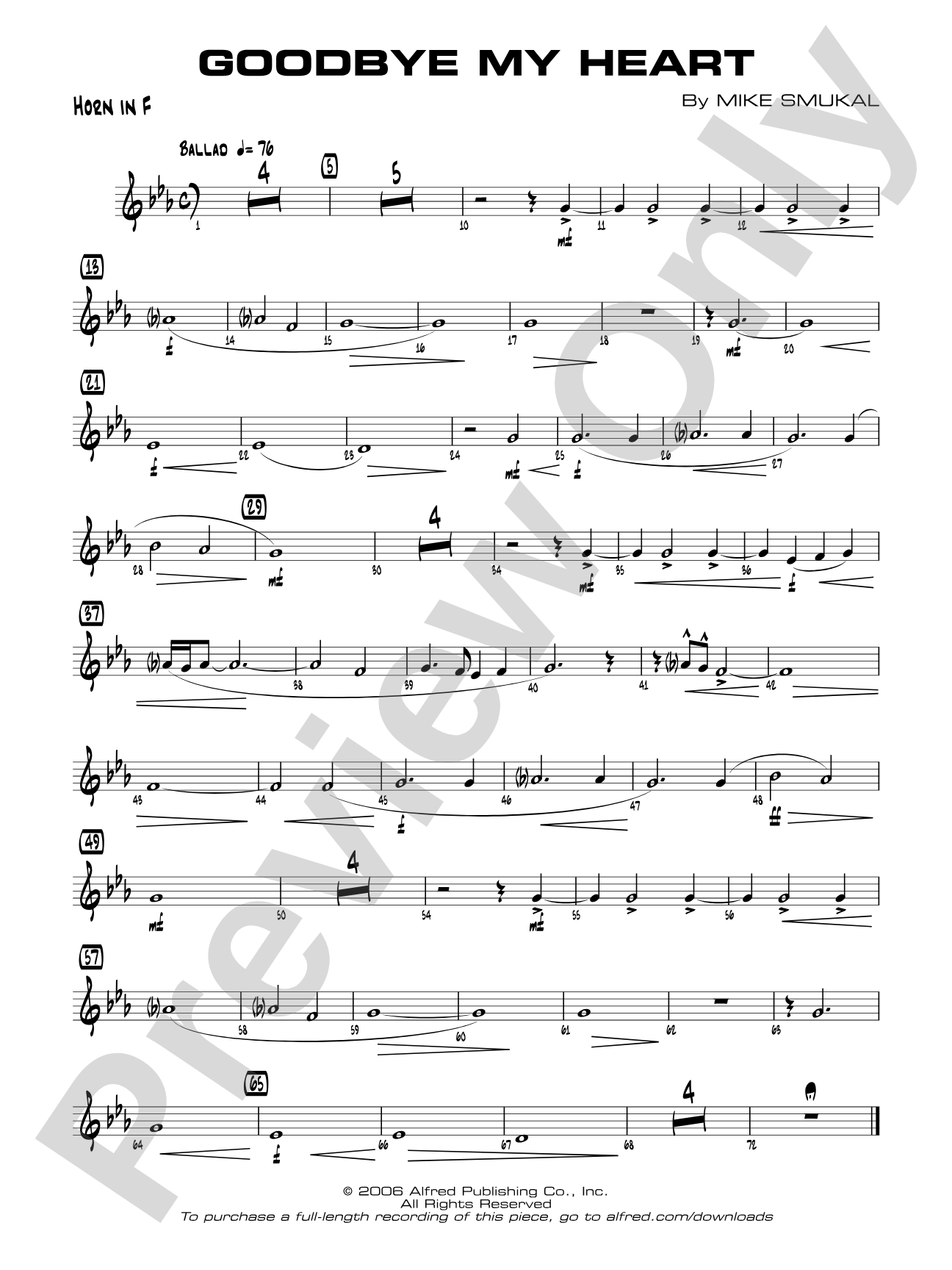 Goodbye My Heart: 1st F Horn