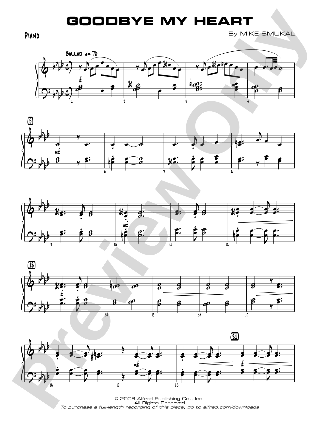 Goodbye My Heart: Piano Accompaniment