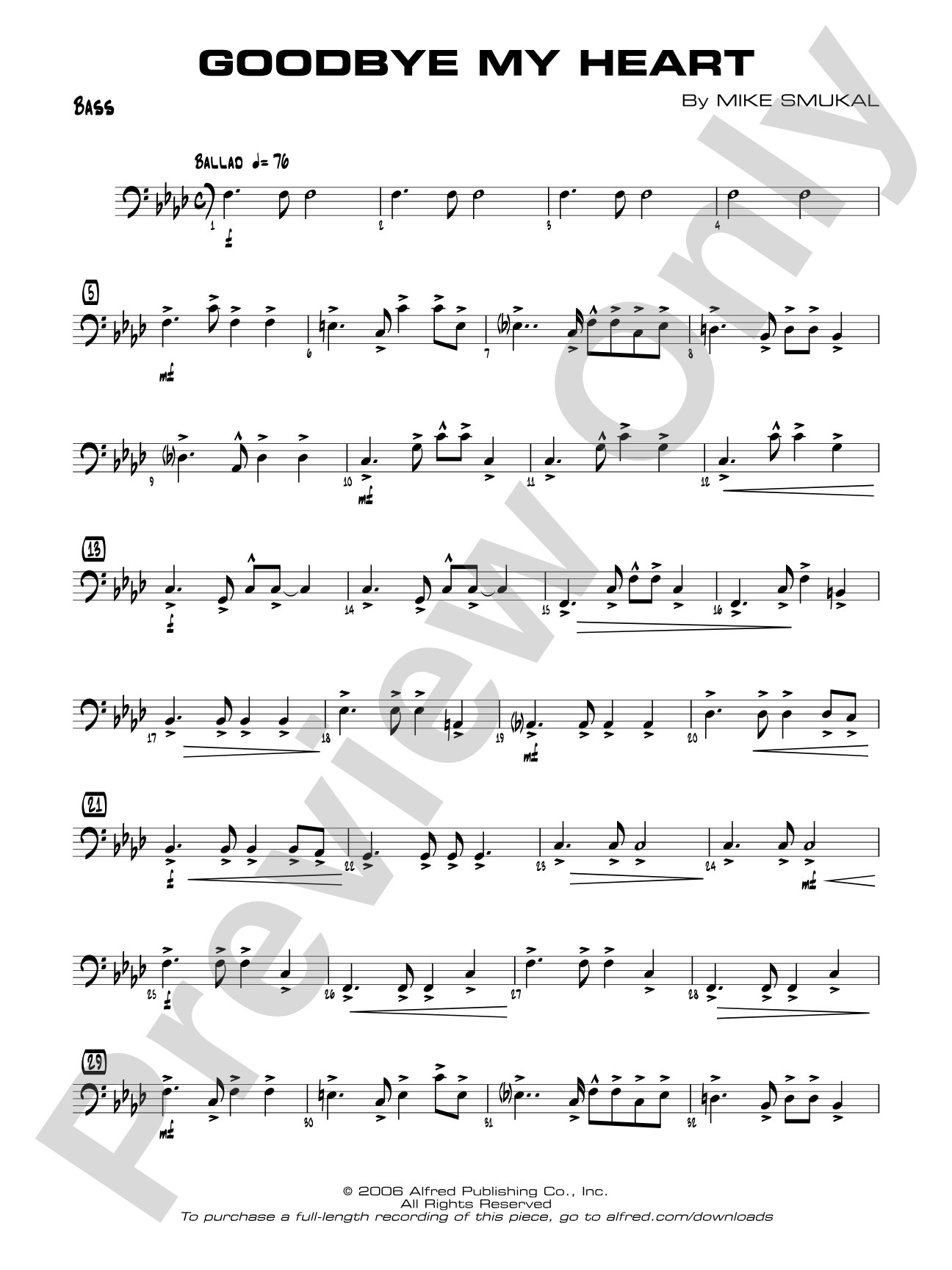 Goodbye My Heart: String Bass