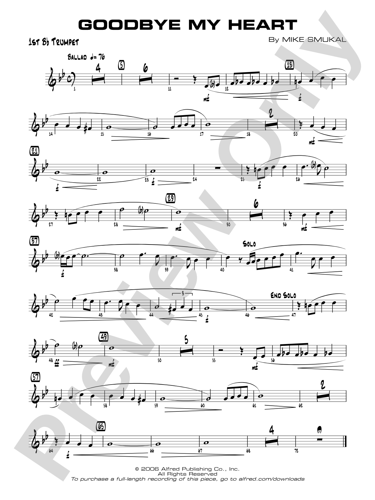 Goodbye My Heart: 1st B-flat Trumpet