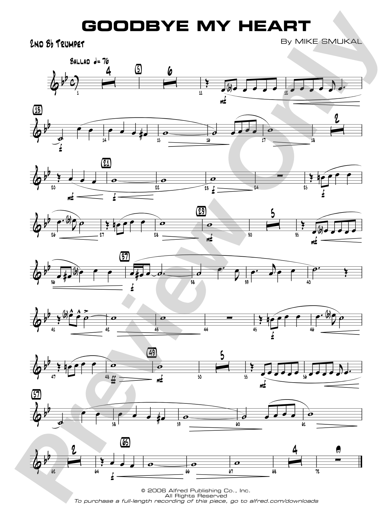Goodbye My Heart: 2nd B-flat Trumpet