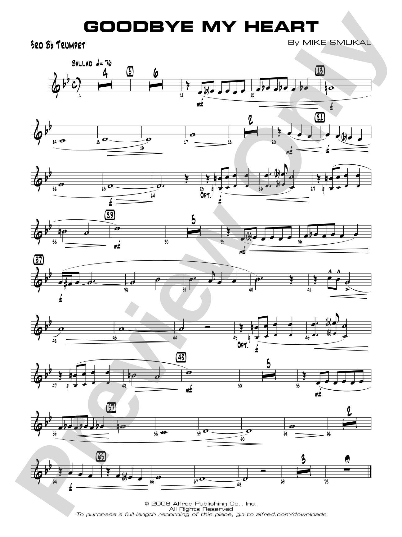 Goodbye My Heart: 3rd B-flat Trumpet