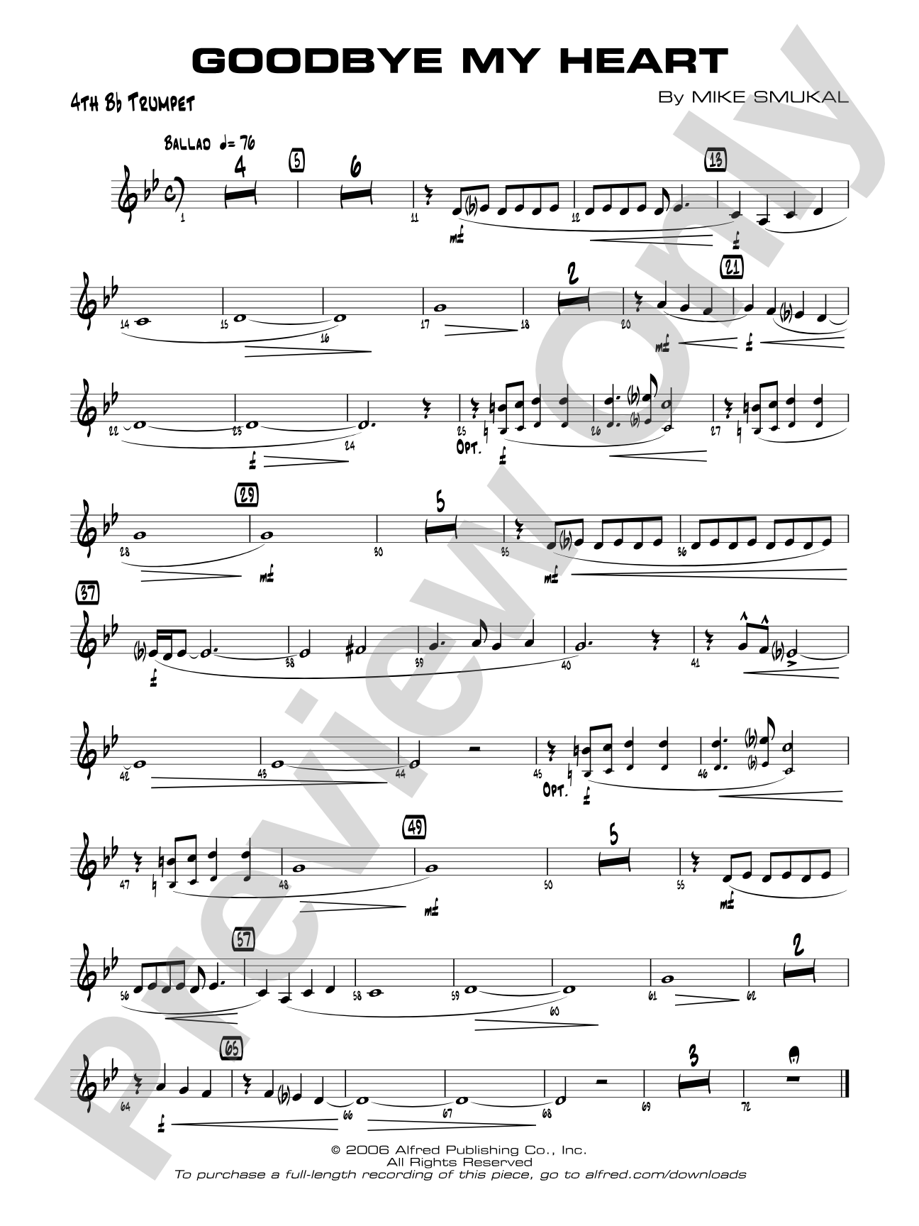 Goodbye My Heart: 4th B-flat Trumpet