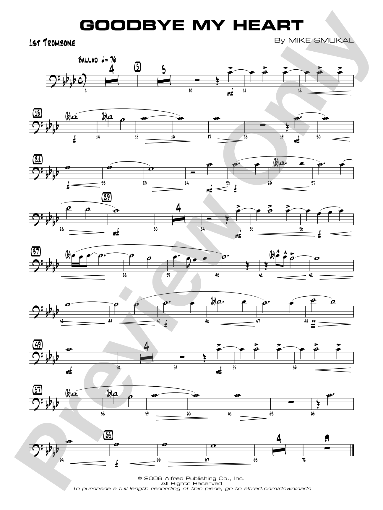 Goodbye My Heart: 1st Trombone