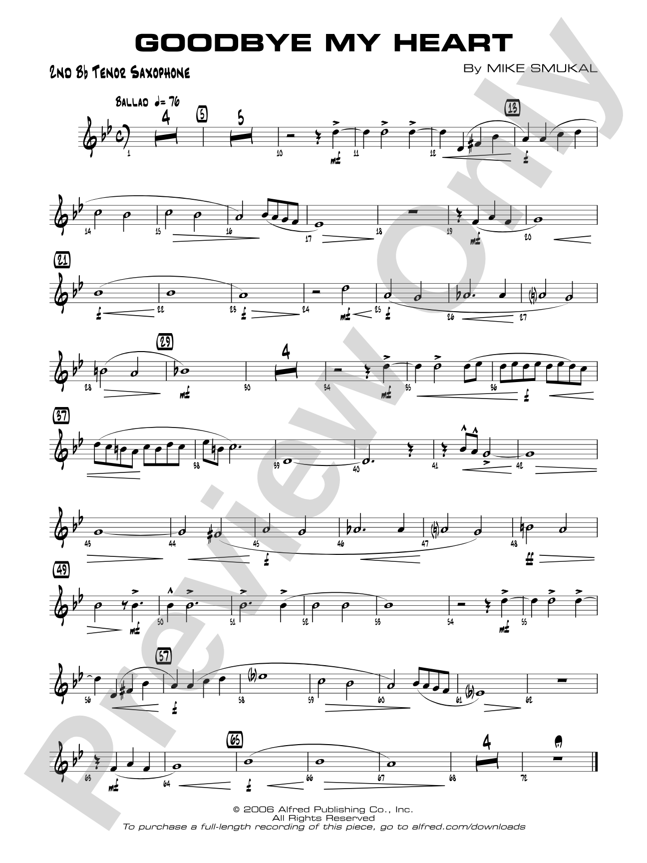 Goodbye My Heart: 2nd B-flat Tenor Saxophone