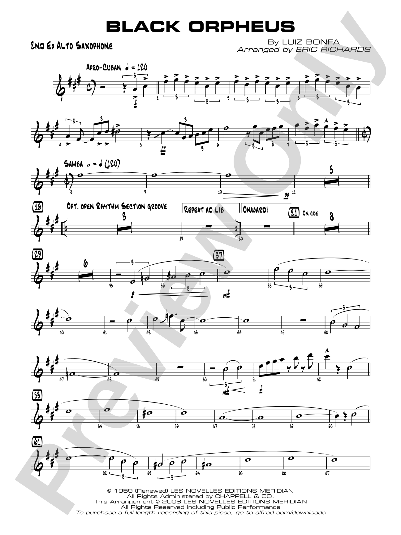 Black Orpheus: 2nd E-flat Alto Saxophone