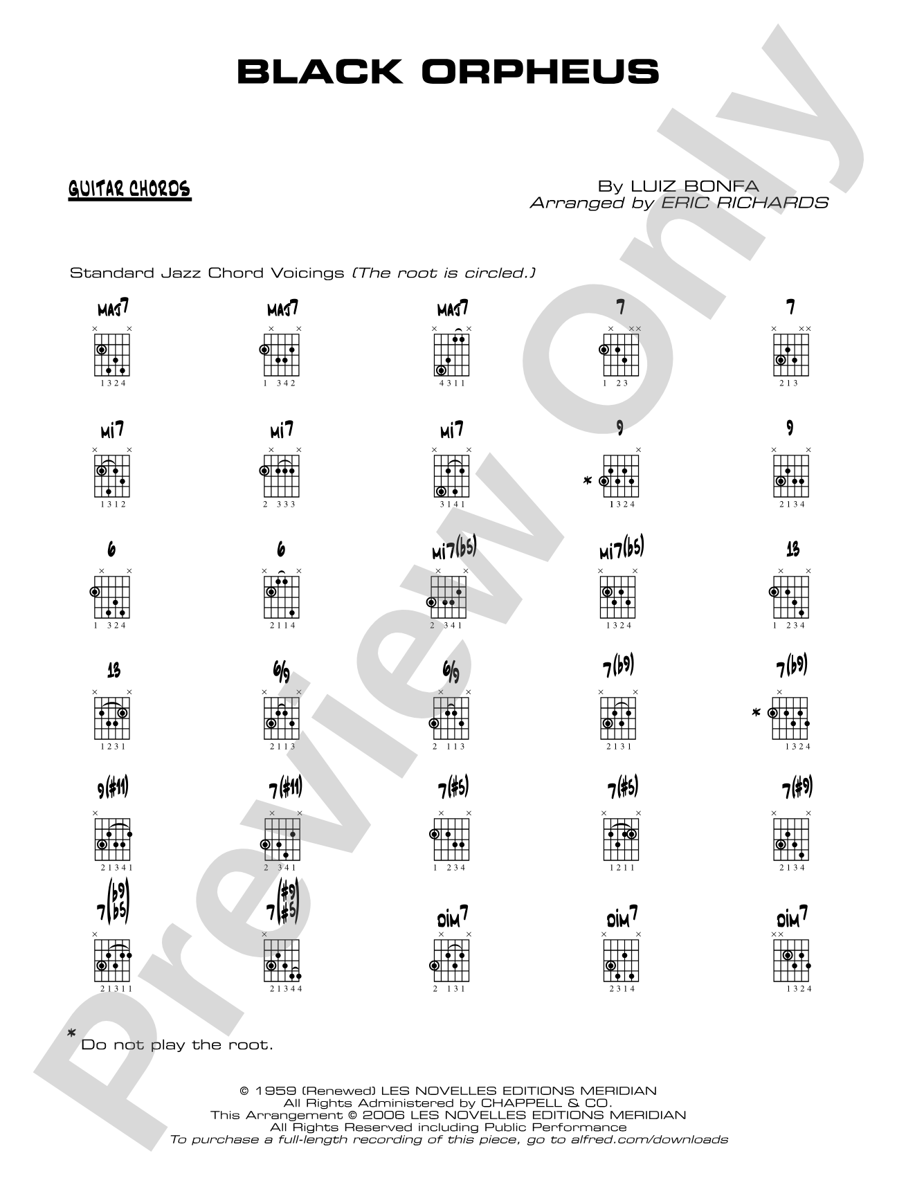 Black Orpheus: Guitar Chords