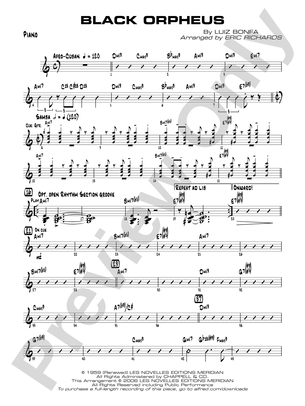 Black Orpheus: Piano Accompaniment
