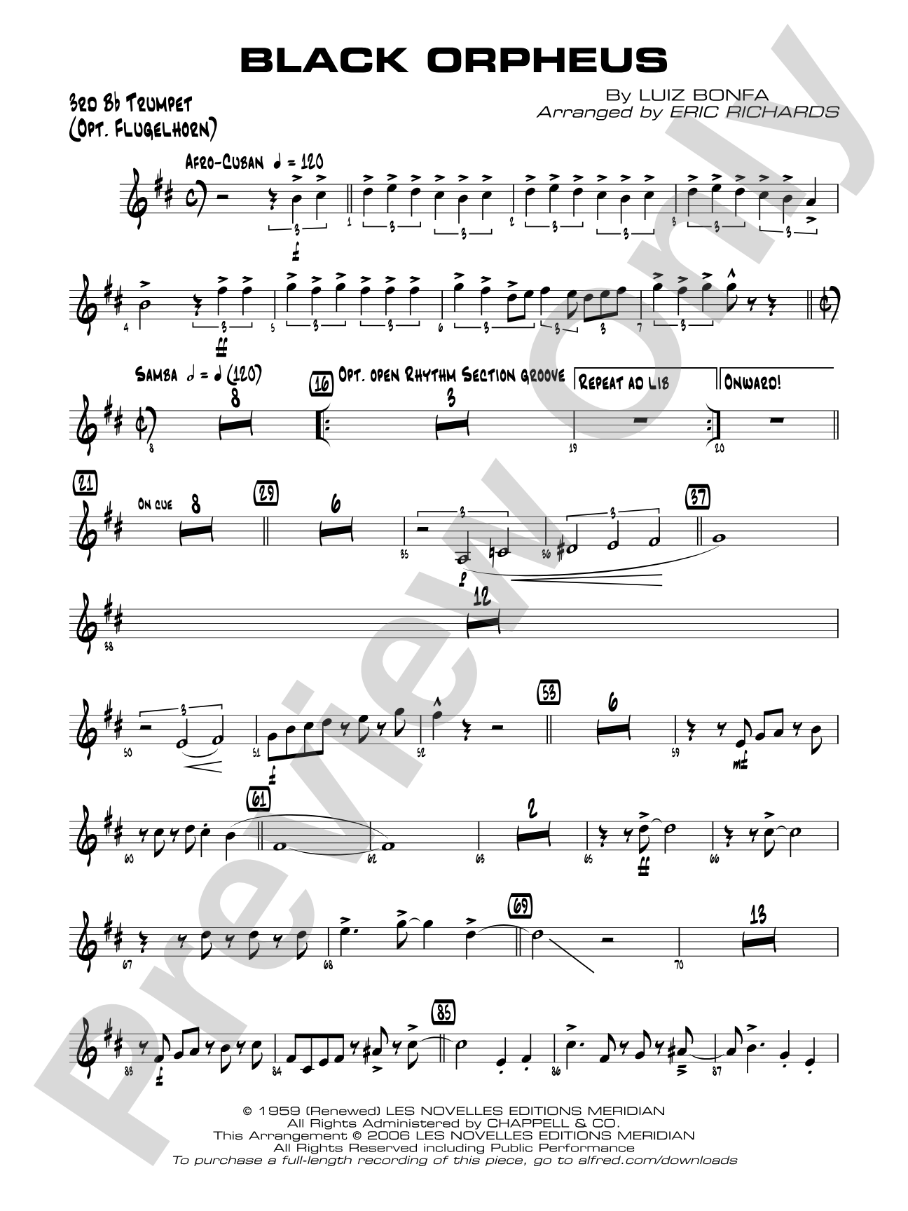 Black Orpheus: 3rd B-flat Trumpet