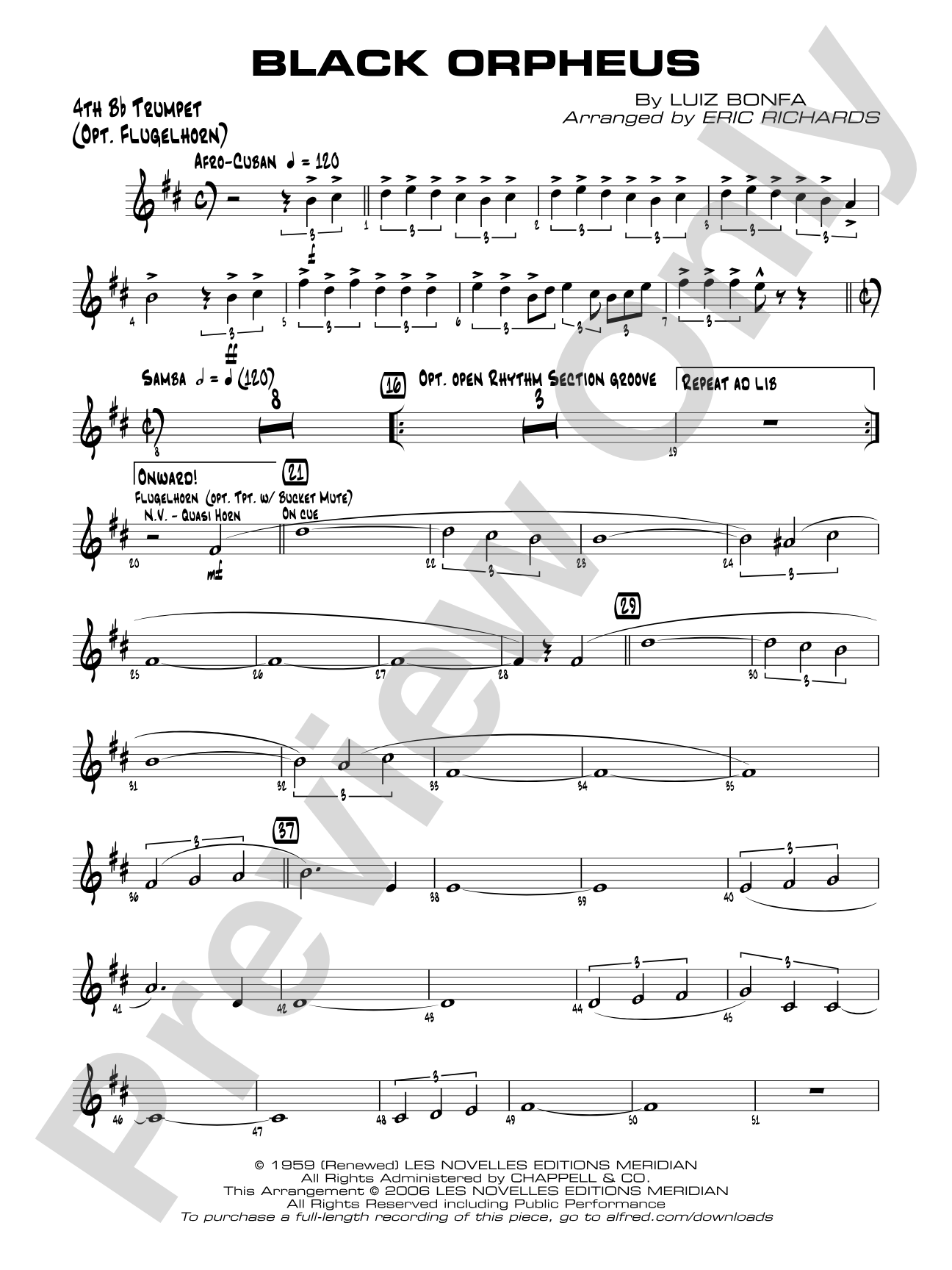 Black Orpheus: 4th B-flat Trumpet
