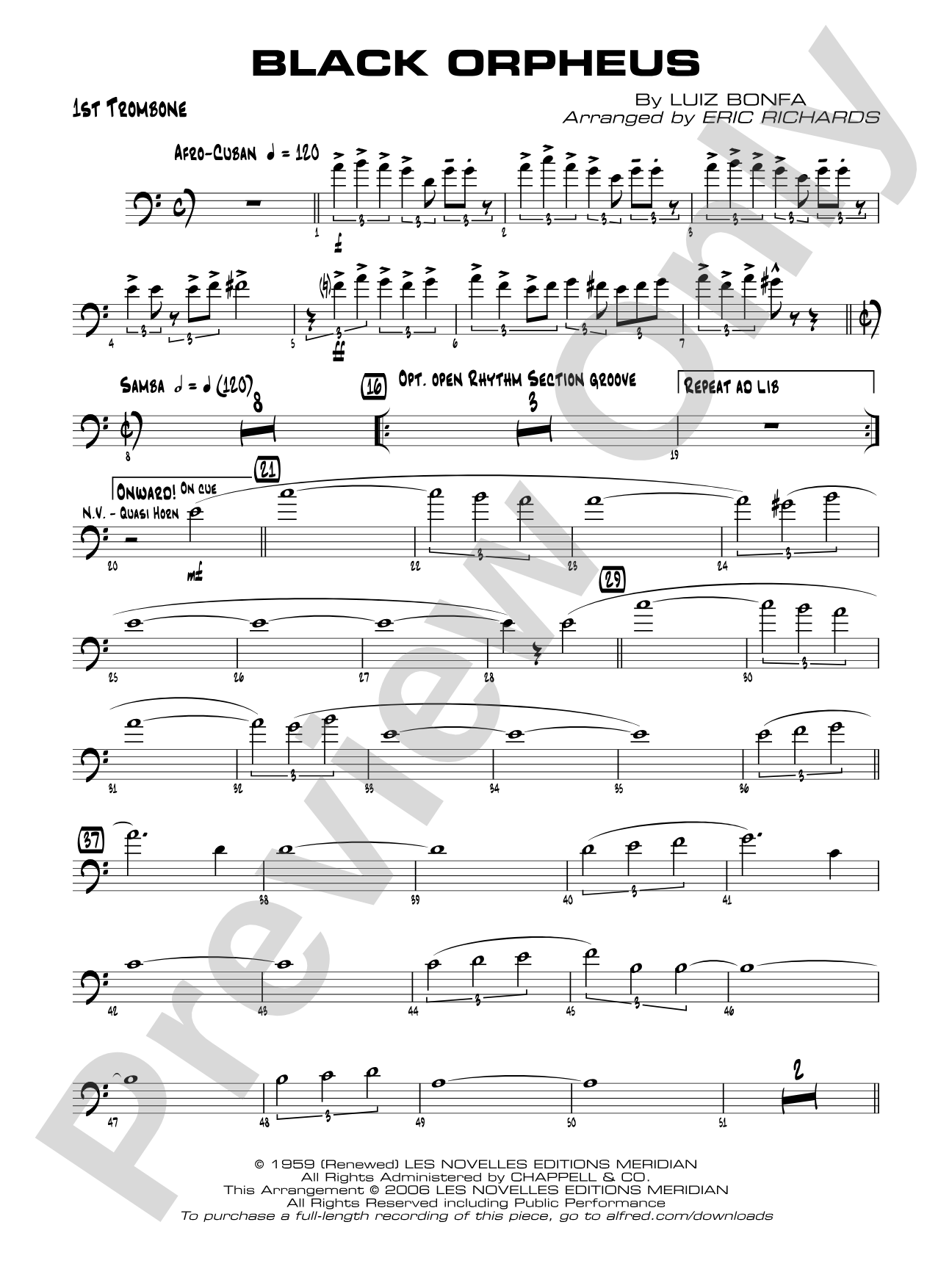 Black Orpheus: 1st Trombone