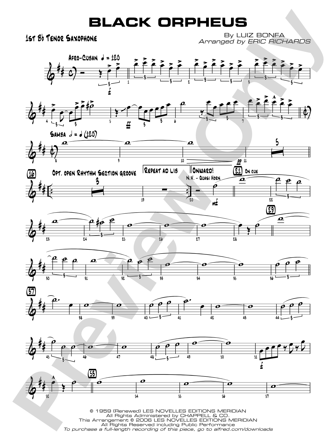 Black Orpheus: B-flat Tenor Saxophone