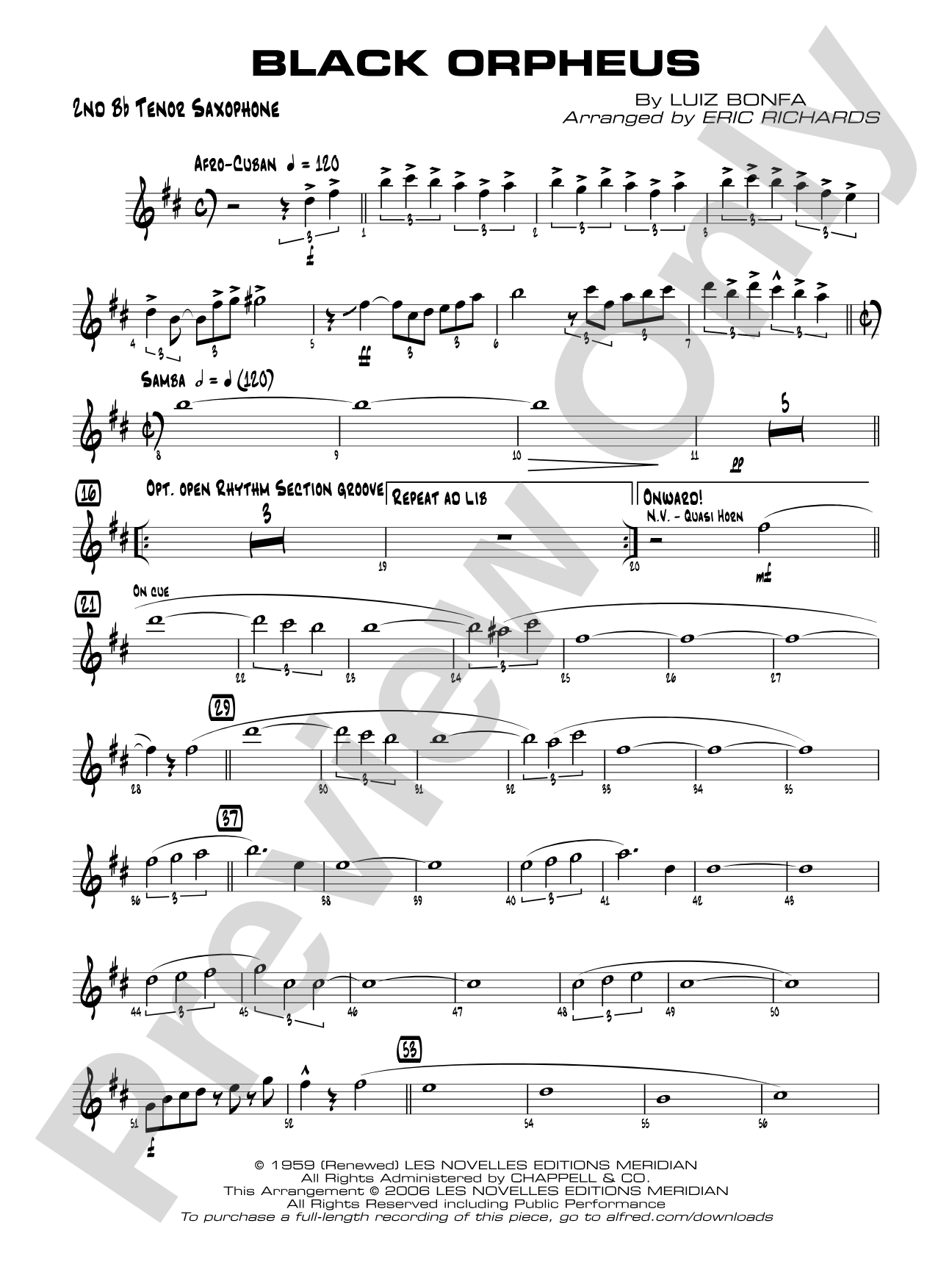 Black Orpheus: 2nd B-flat Tenor Saxophone