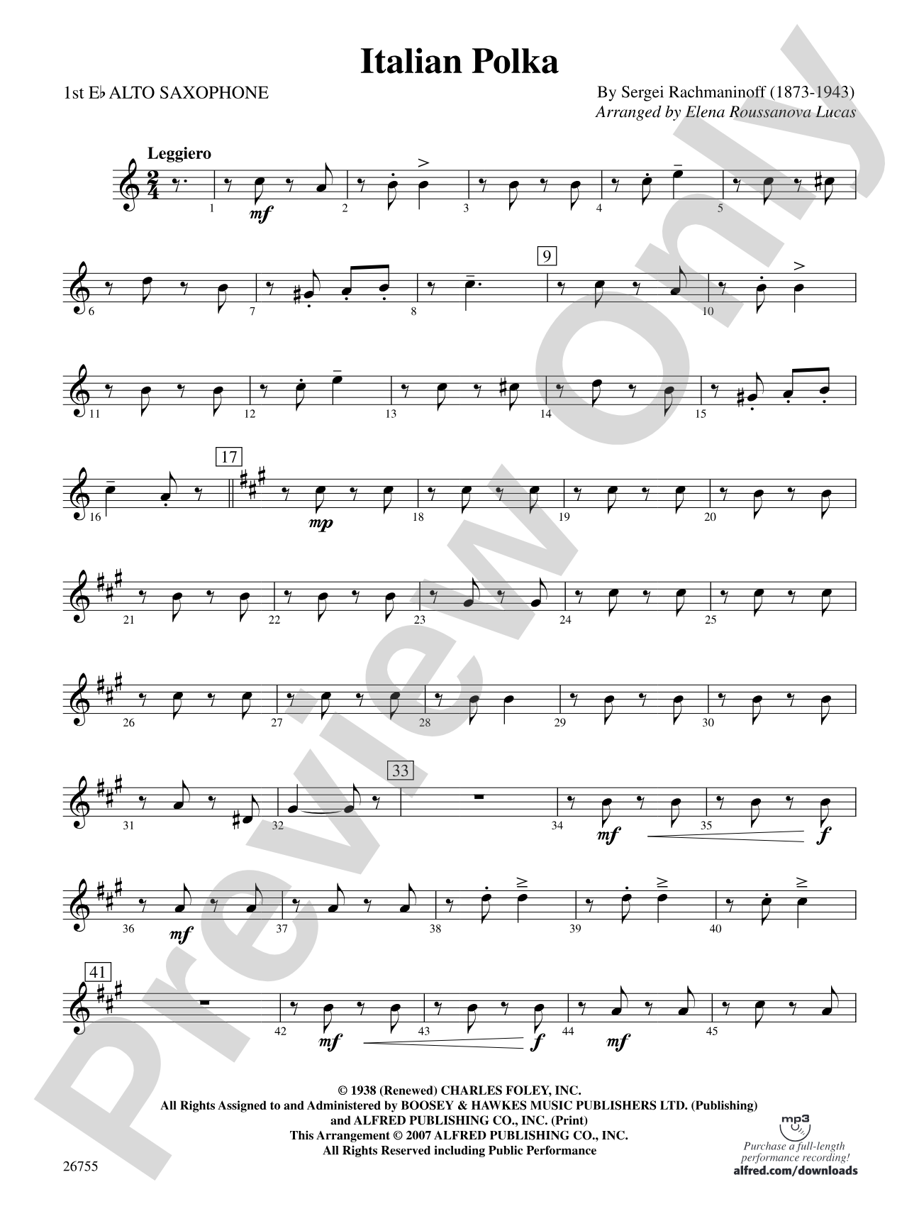 Italian Polka: E-flat Alto Saxophone