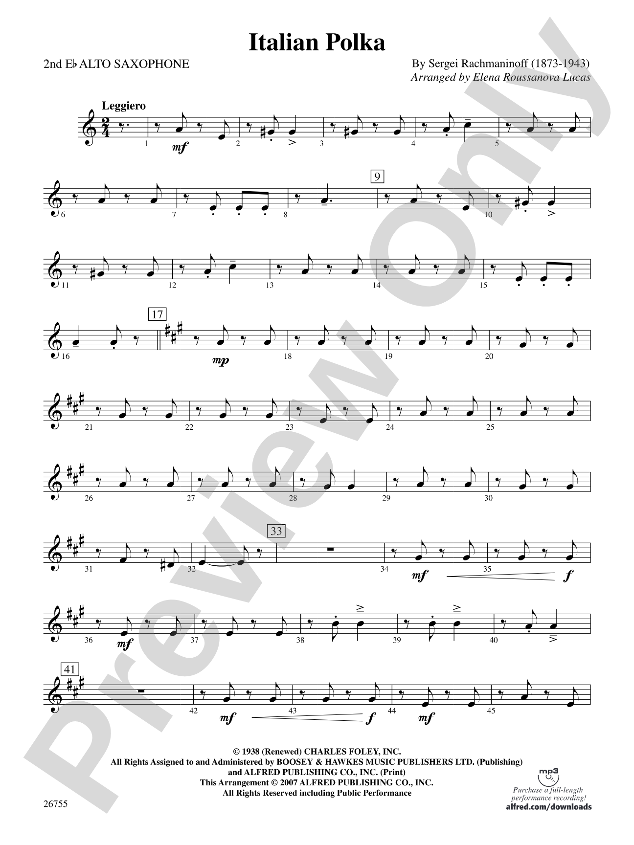 Italian Polka: 2nd E-flat Alto Saxophone