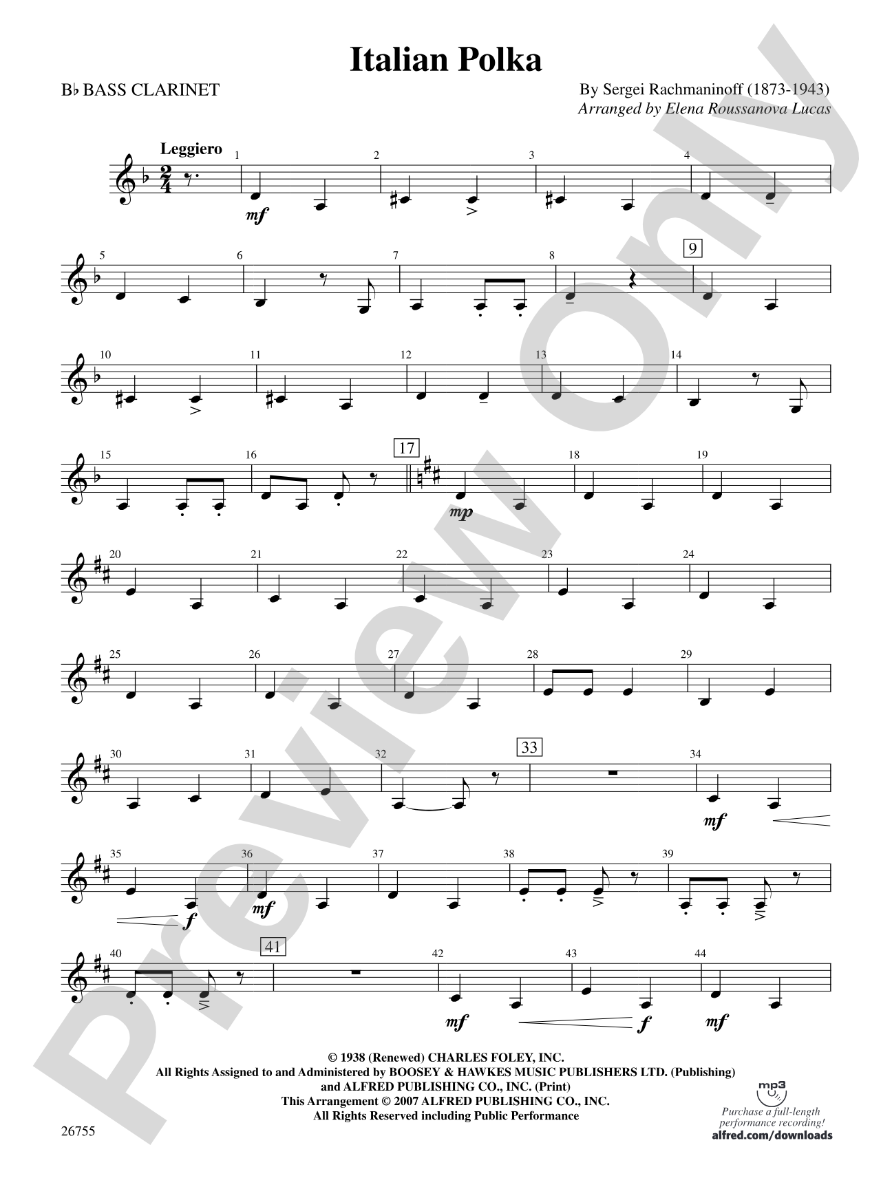 Italian Polka: B-flat Bass Clarinet