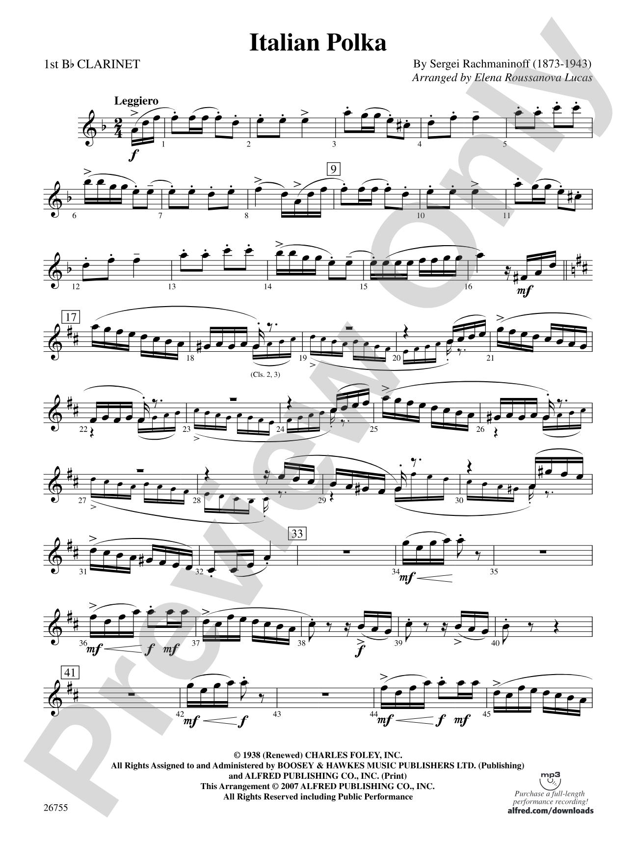 Italian Polka: 1st B-flat Clarinet
