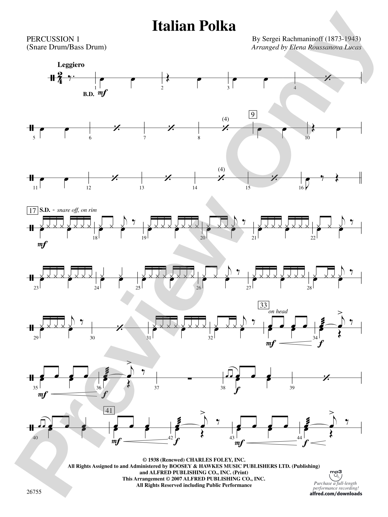 Italian Polka: 1st Percussion