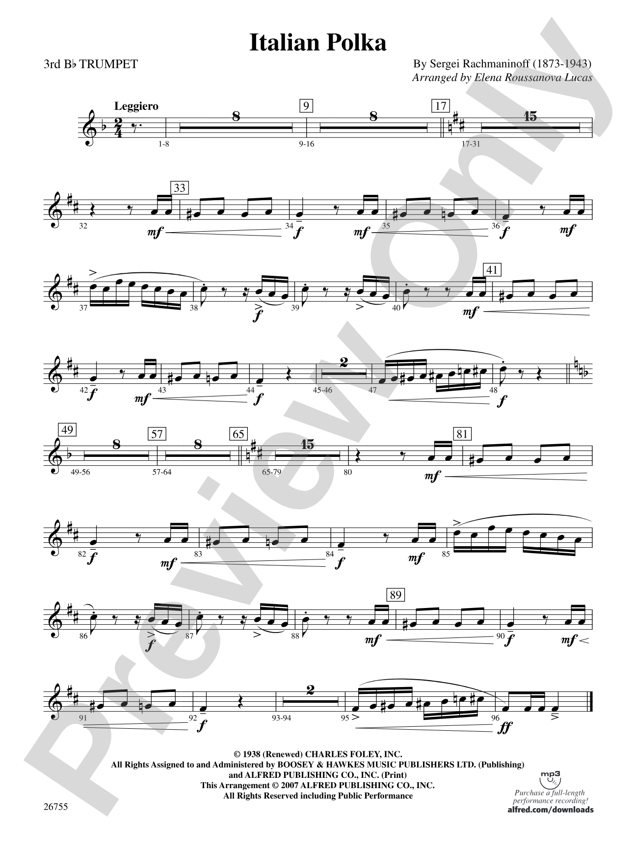 Italian Polka: 3rd B-flat Trumpet