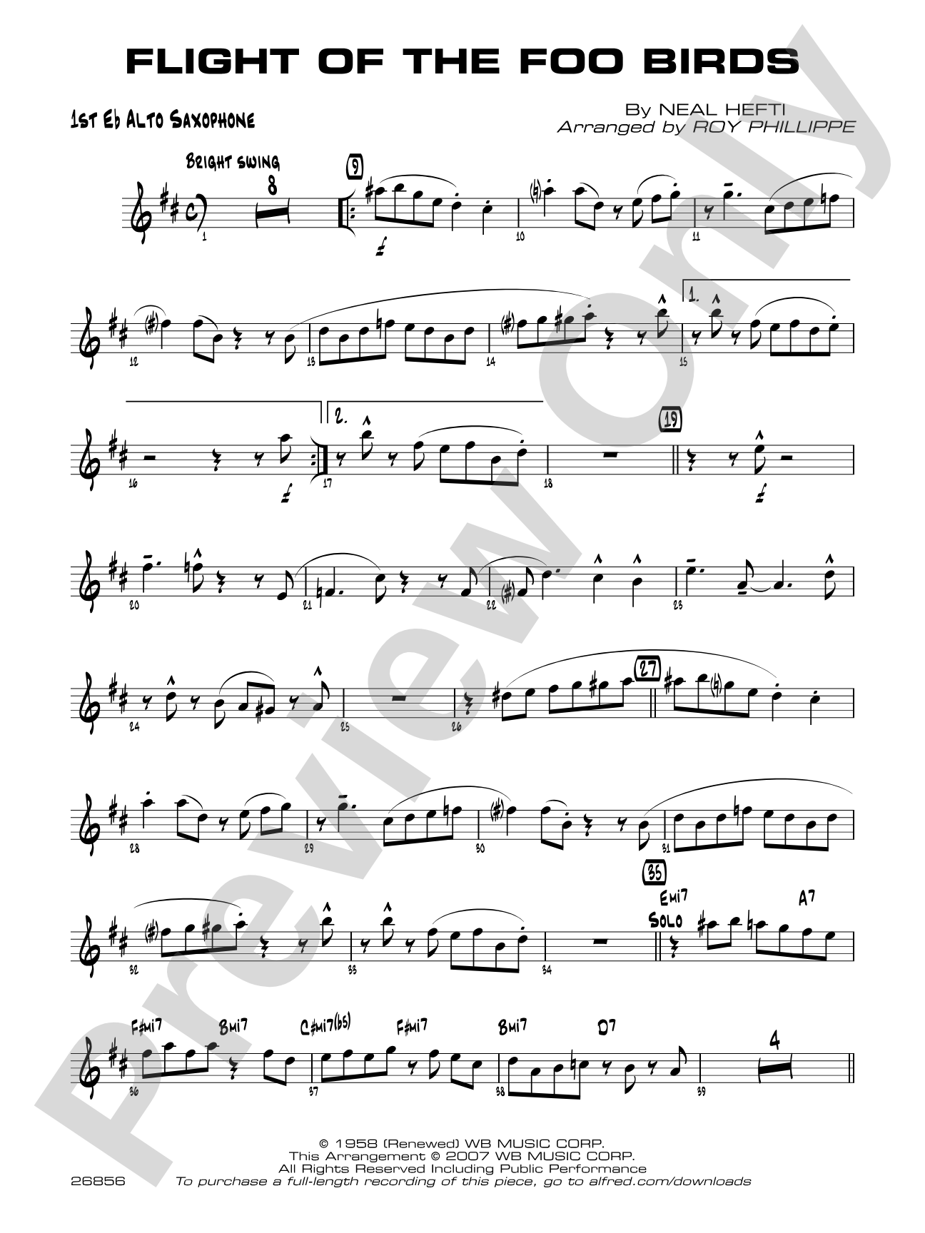 Flight of the Foo Birds: E-flat Alto Saxophone