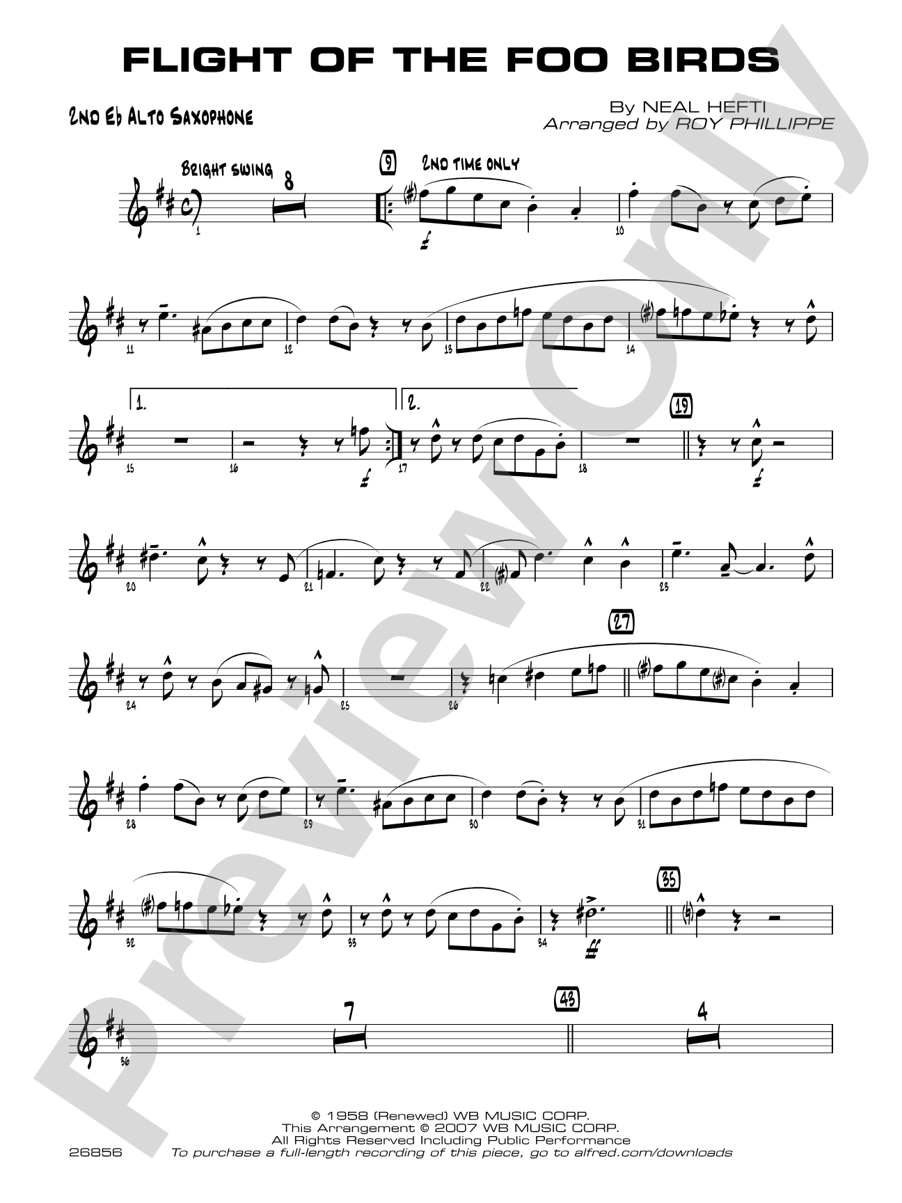 Flight of the Foo Birds: 2nd E-flat Alto Saxophone