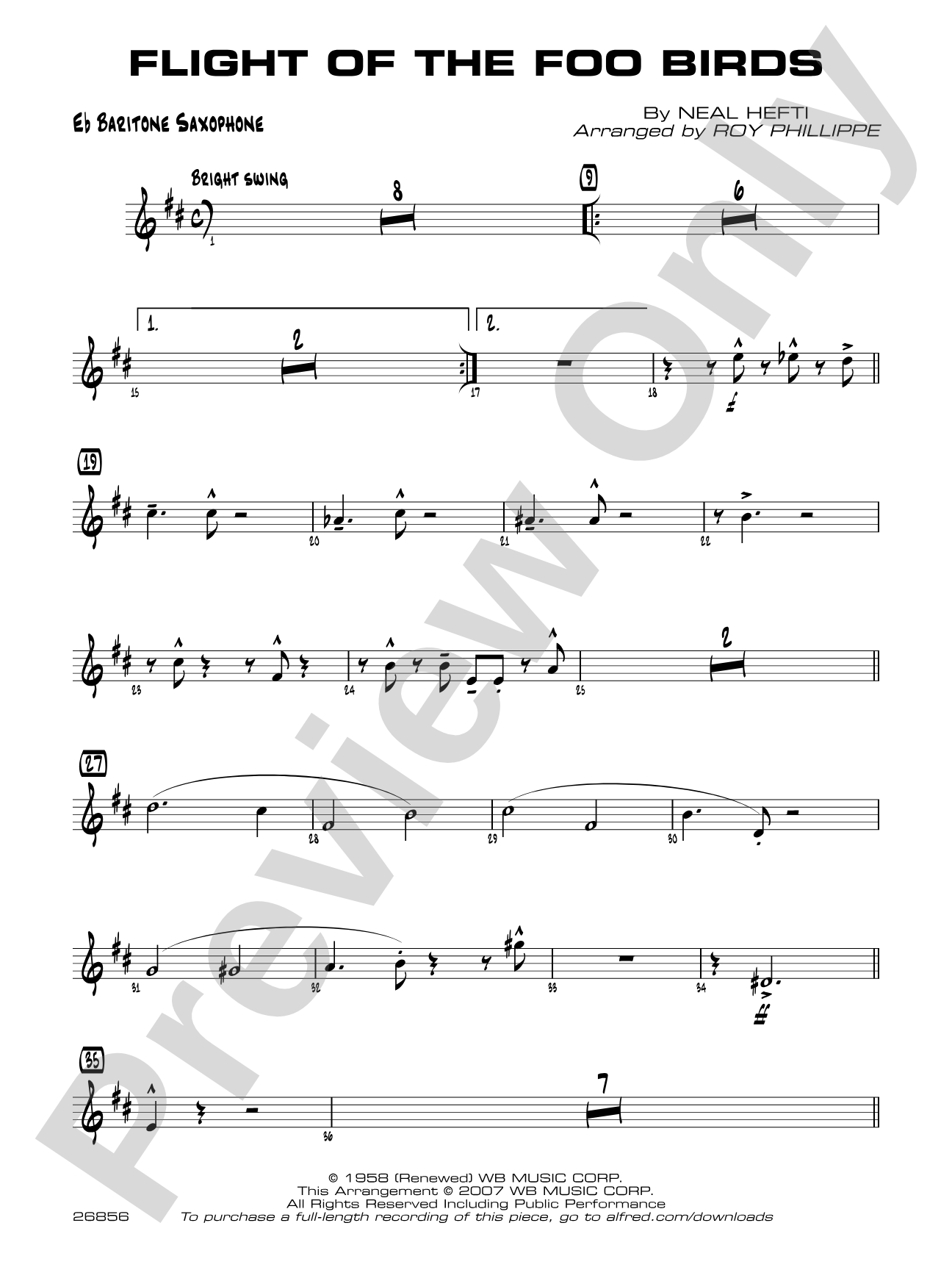Flight of the Foo Birds: E-flat Baritone Saxophone