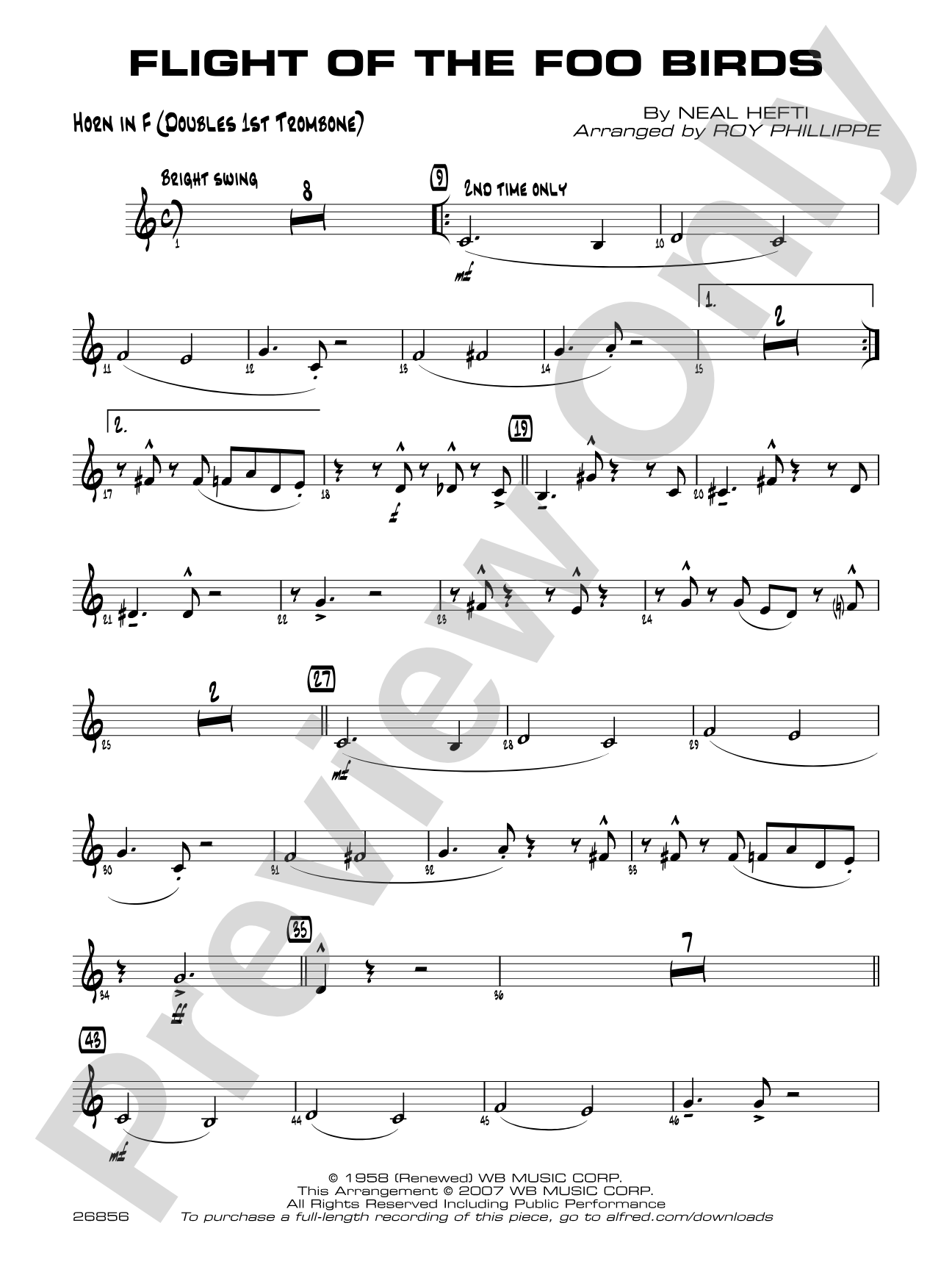 Flight of the Foo Birds: 1st F Horn