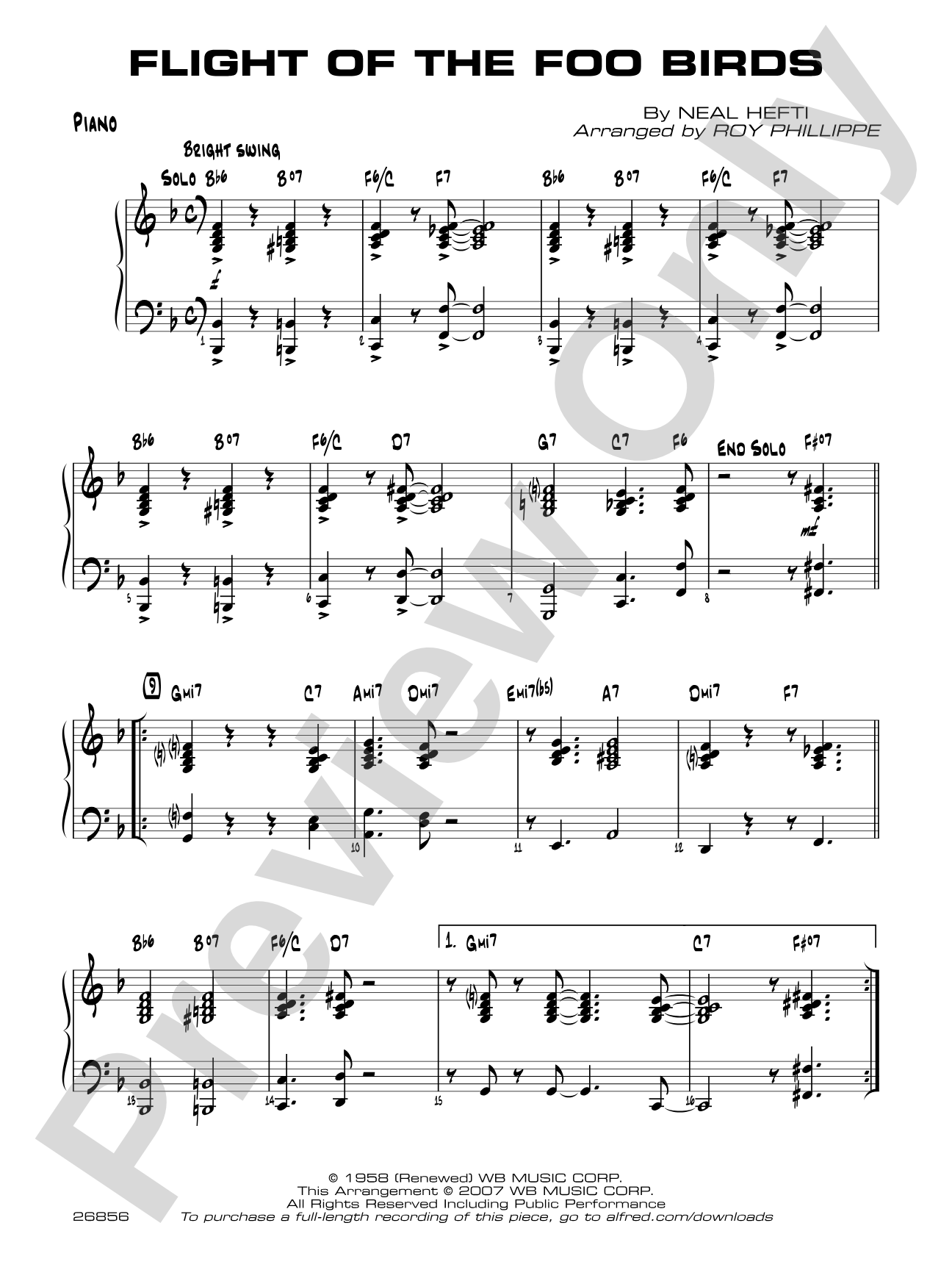 Flight of the Foo Birds: Piano Accompaniment
