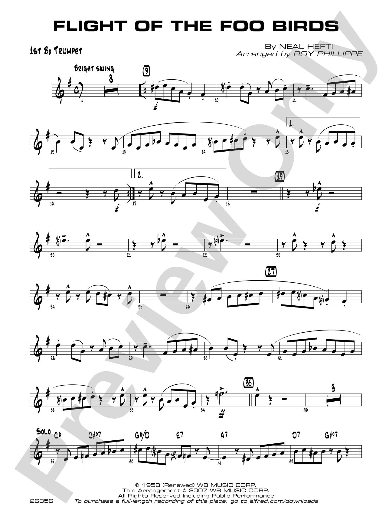 Flight of the Foo Birds: 1st B-flat Trumpet