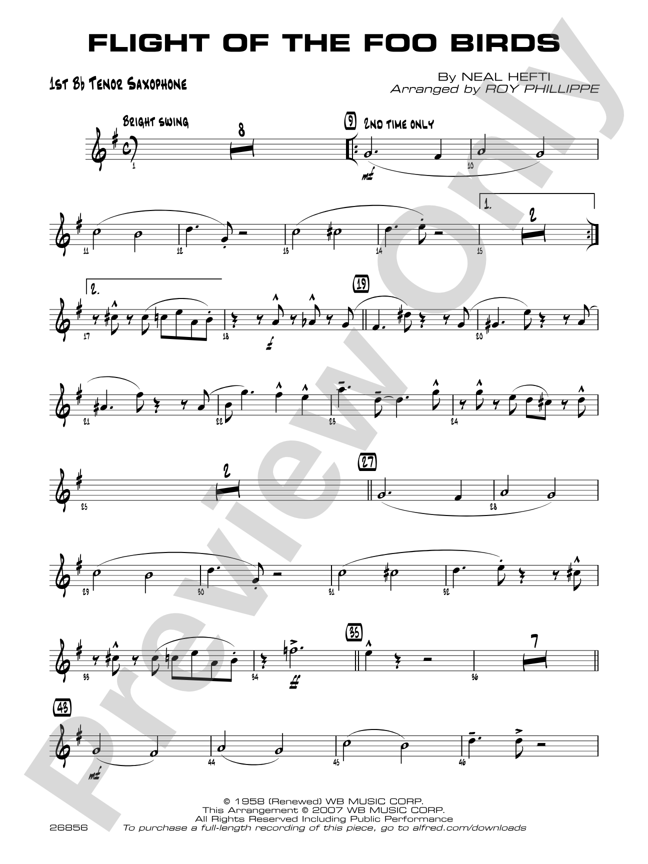 Flight of the Foo Birds: B-flat Tenor Saxophone