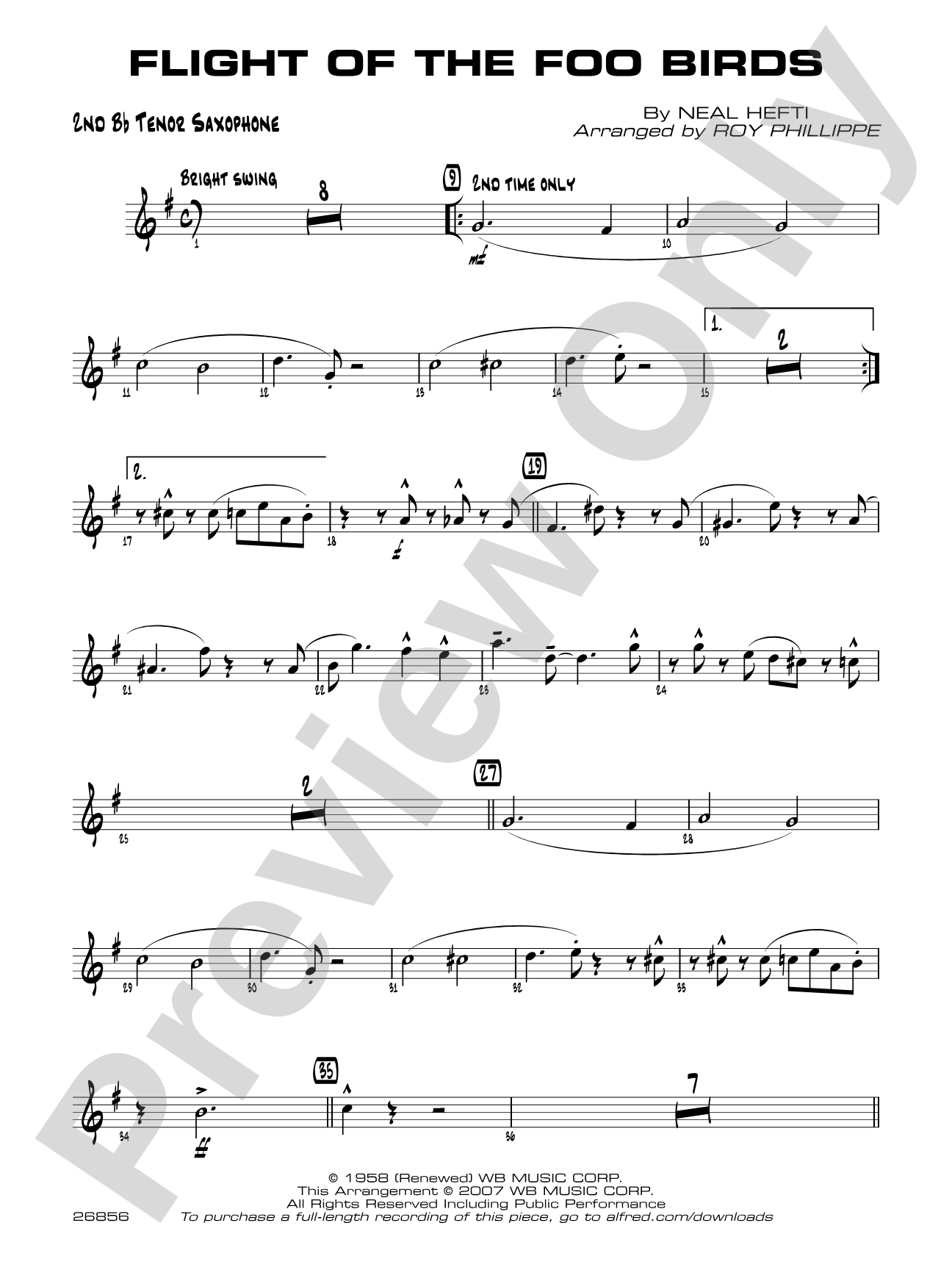 Flight of the Foo Birds: 2nd B-flat Tenor Saxophone