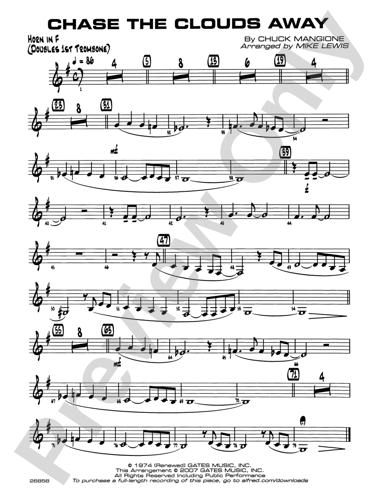 Chase the Clouds Away: 1st F Horn