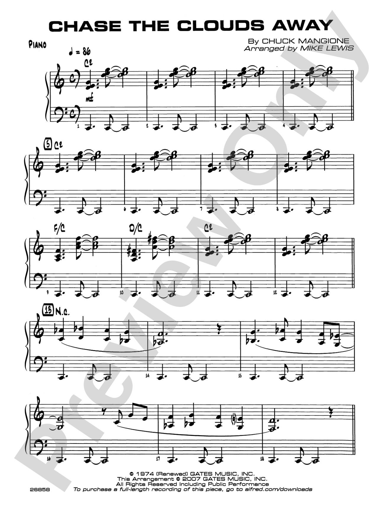 Chase the Clouds Away: Piano Accompaniment