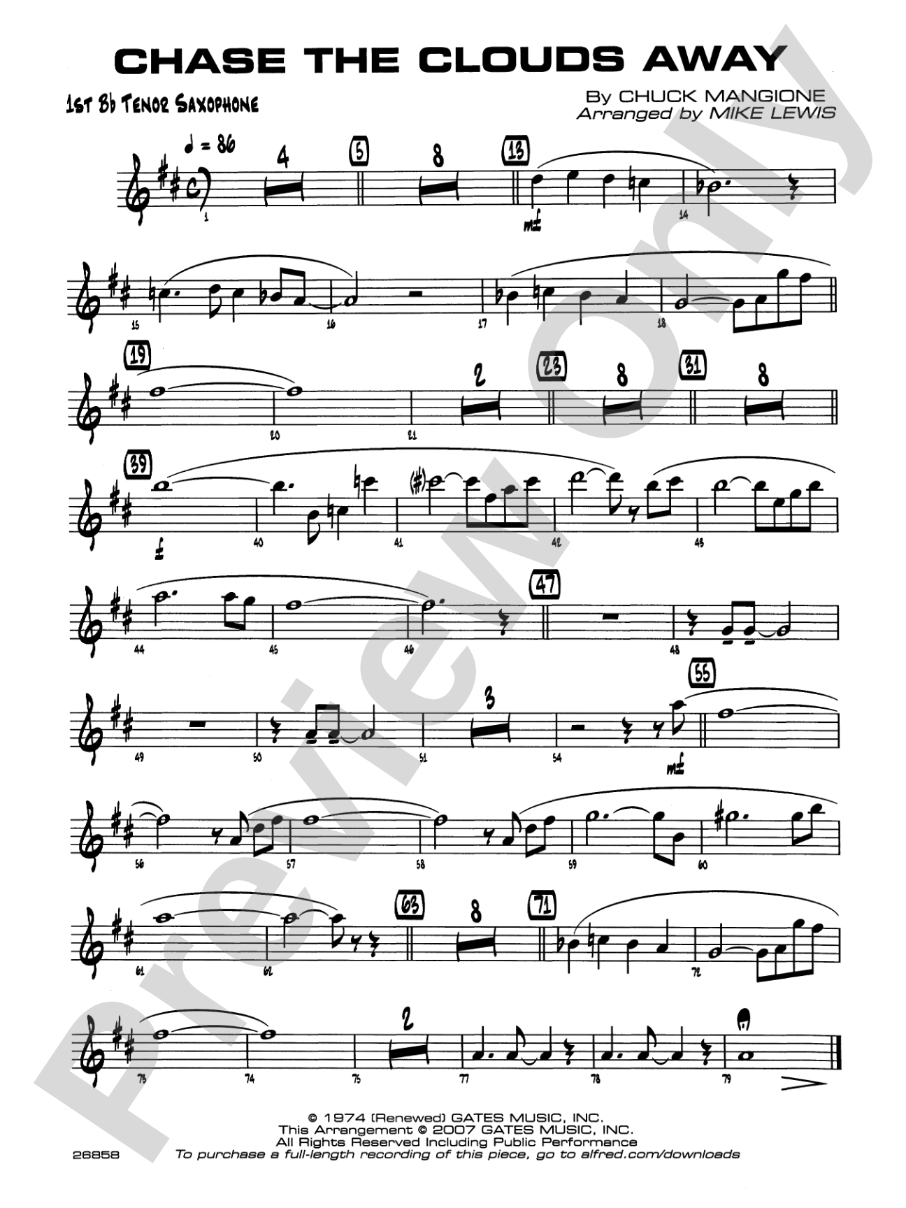 Chase the Clouds Away: B-flat Tenor Saxophone