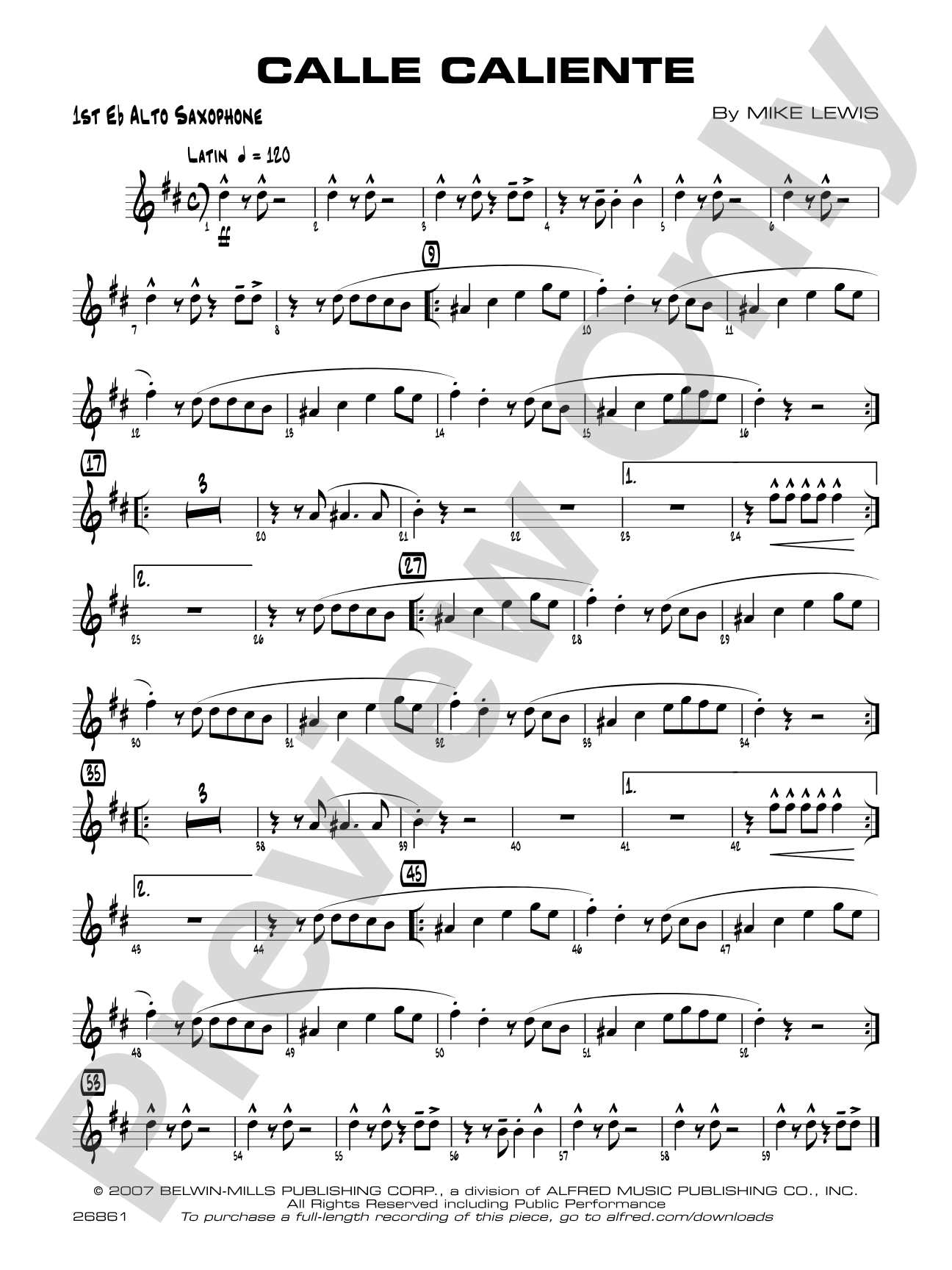 Calle Caliente: E-flat Alto Saxophone