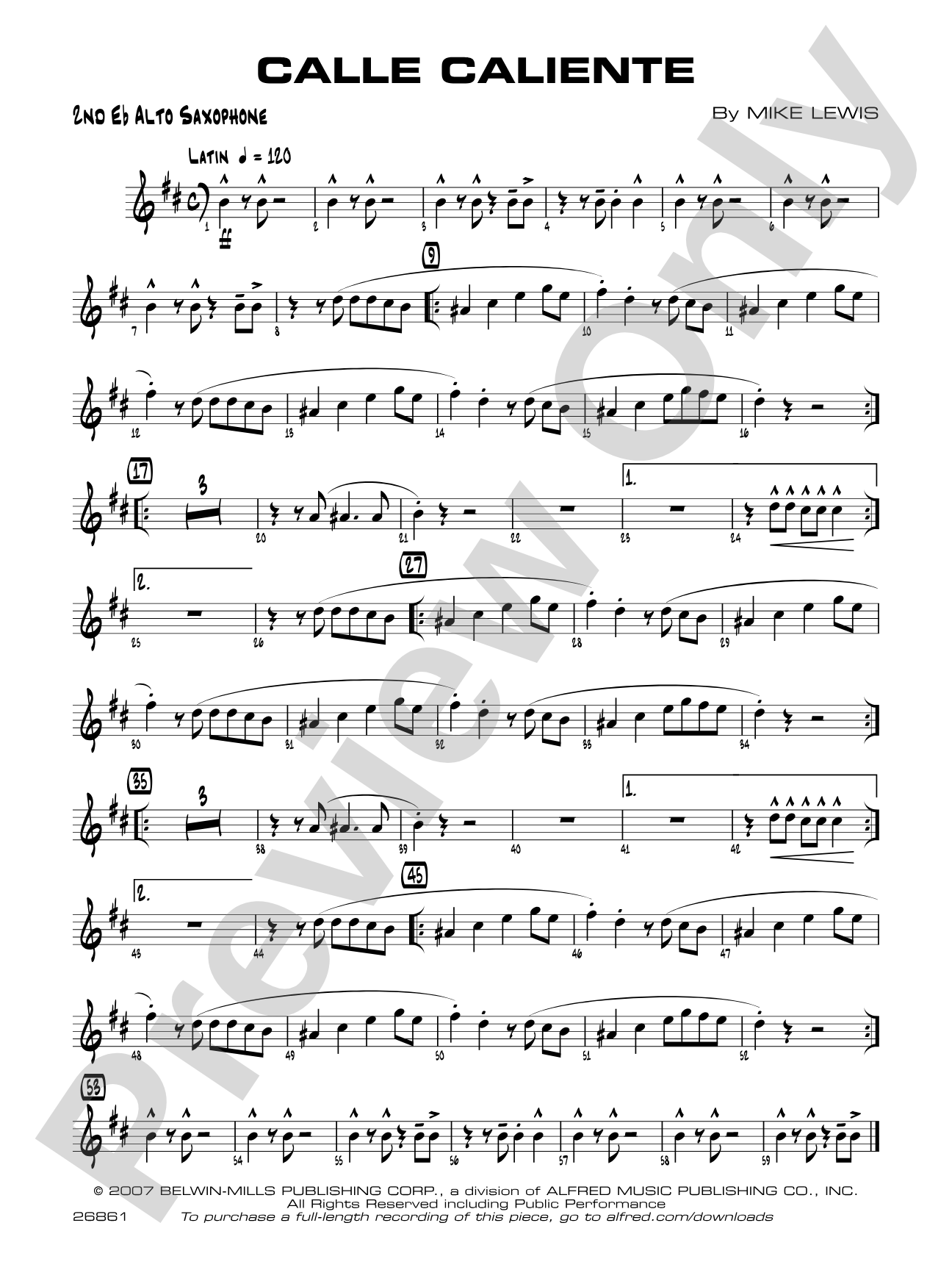 Calle Caliente: 2nd E-flat Alto Saxophone